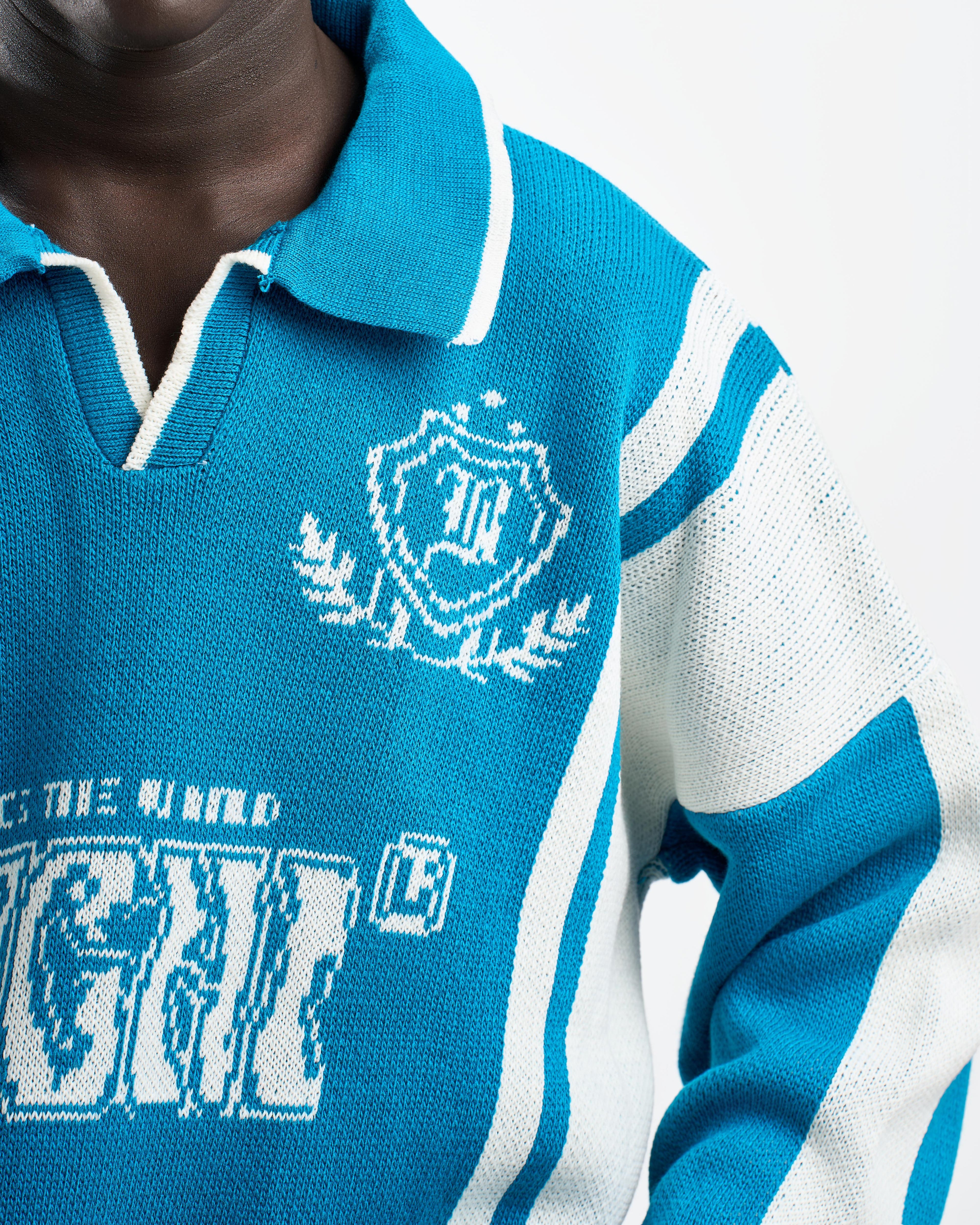 Botchi Wool Knit Polo Blue (88 Back Graphic)