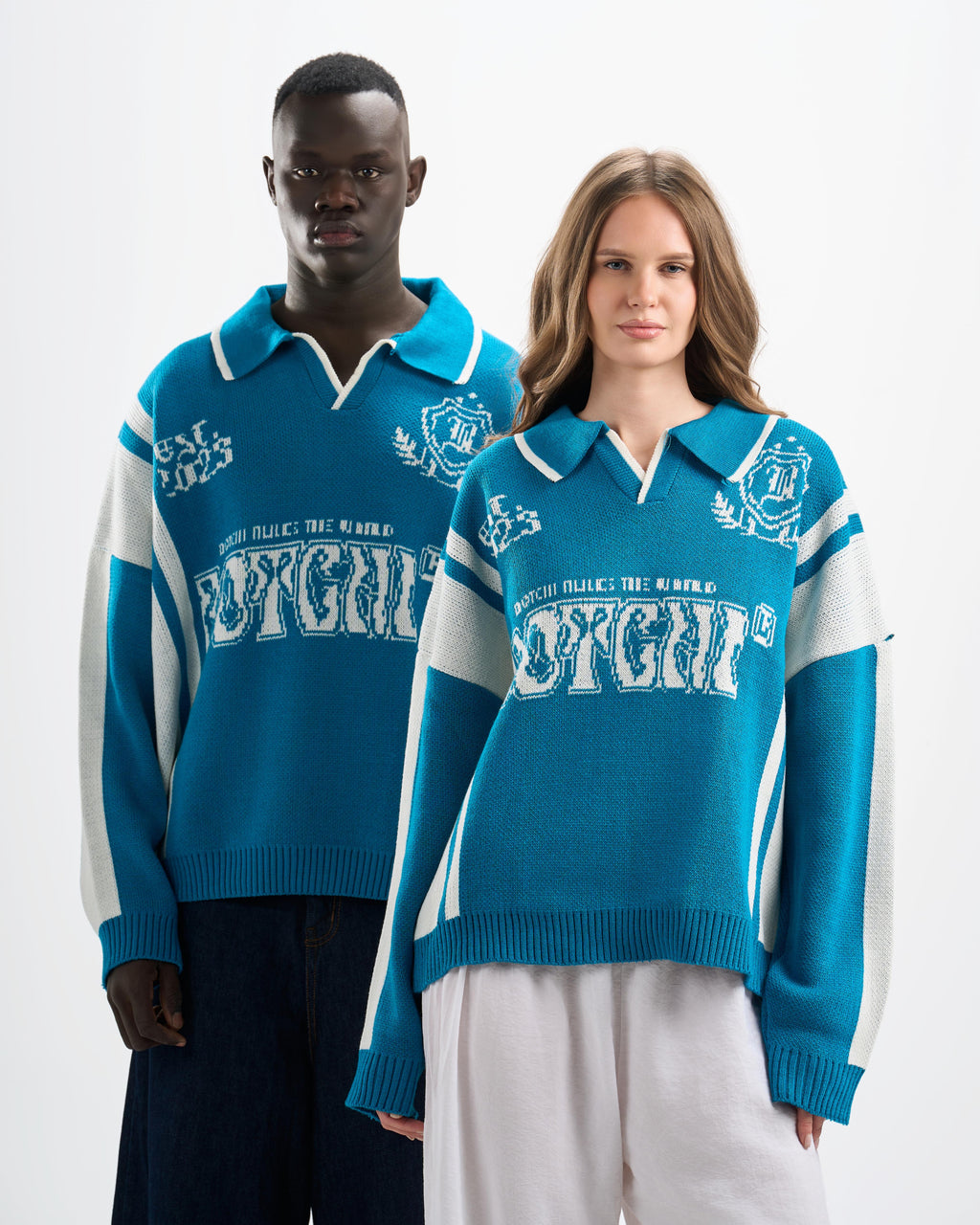 Botchi Wool Knit Polo Blue (88 Back Graphic)