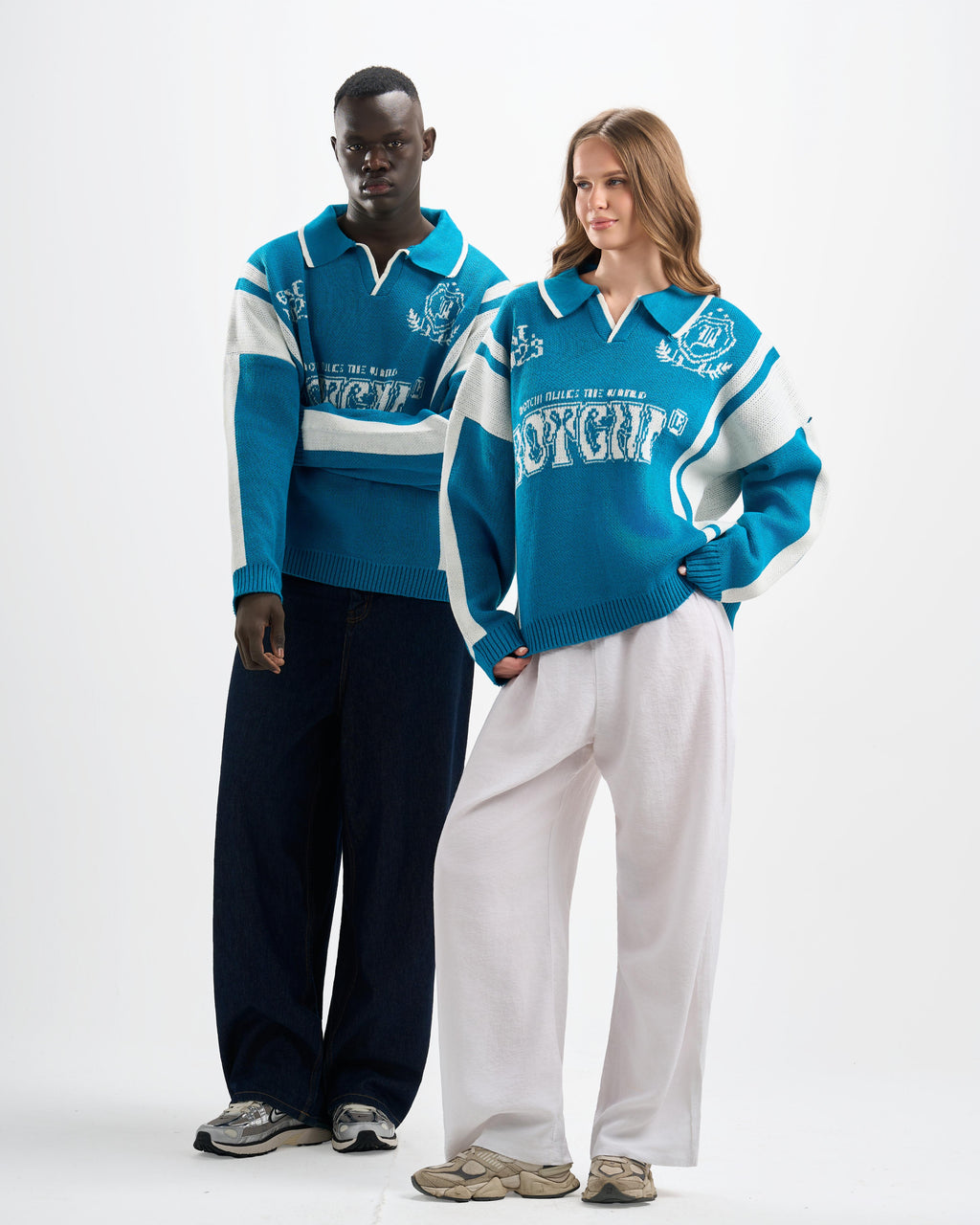 Botchi Wool Knit Polo Blue (88 Back Graphic)