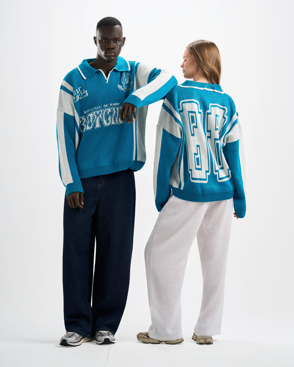 Botchi Wool Knit Polo Blue (88 Back Graphic)