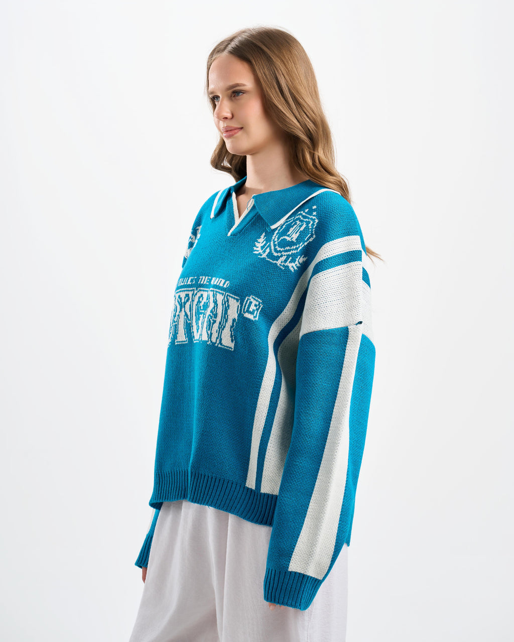 Botchi Wool Knit Polo Blue (88 Back Graphic)