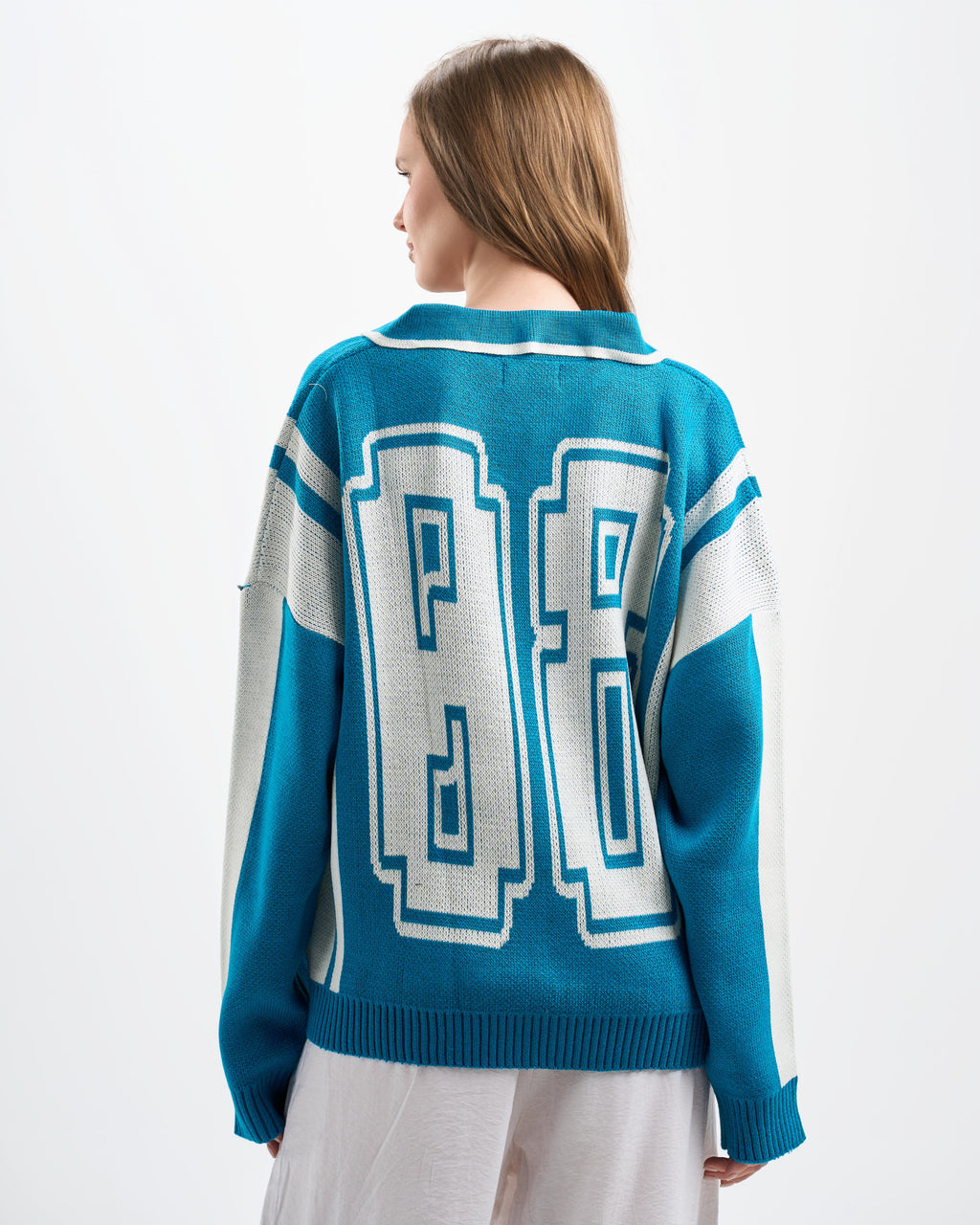 Botchi Wool Knit Polo Blue (88 Back Graphic)