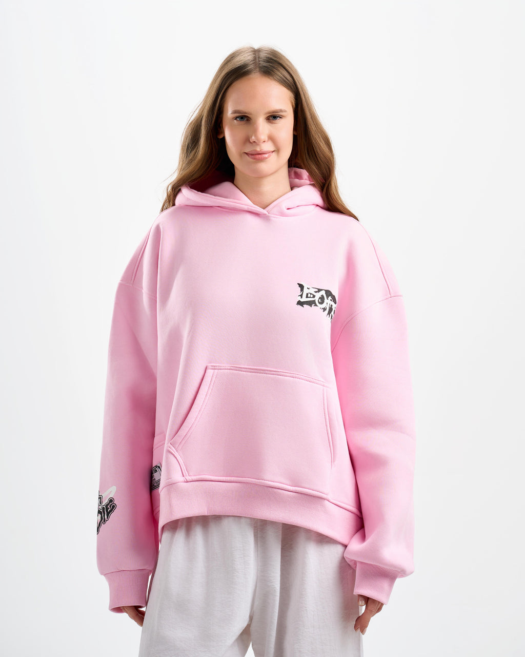 Botchi Melton Hoodie Pink