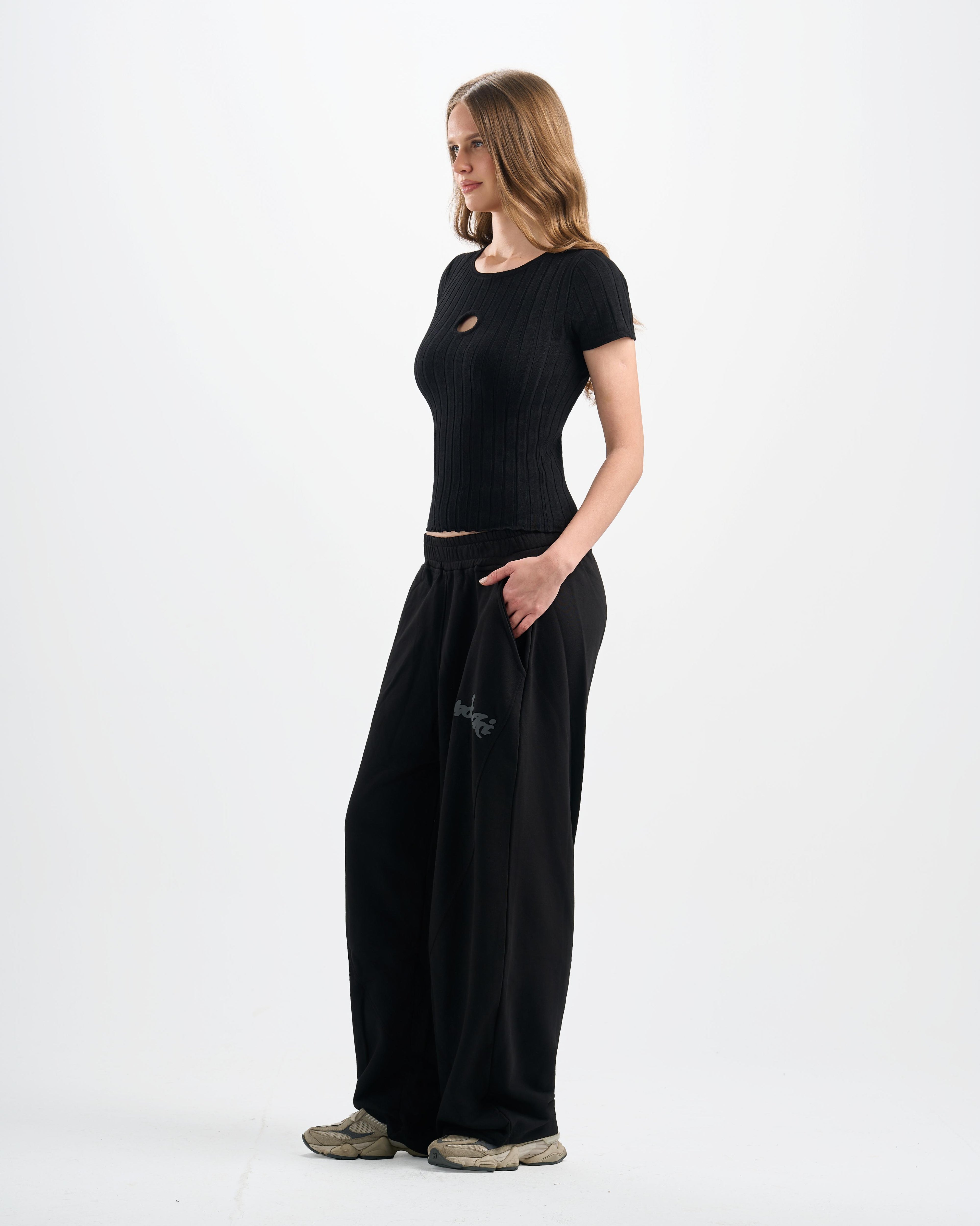 Botchi Melton Pants Black (Wide Leg)