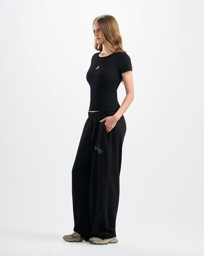 Botchi Melton Pants Black (Wide Leg)