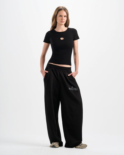 Botchi Melton Pants Black (Wide Leg)