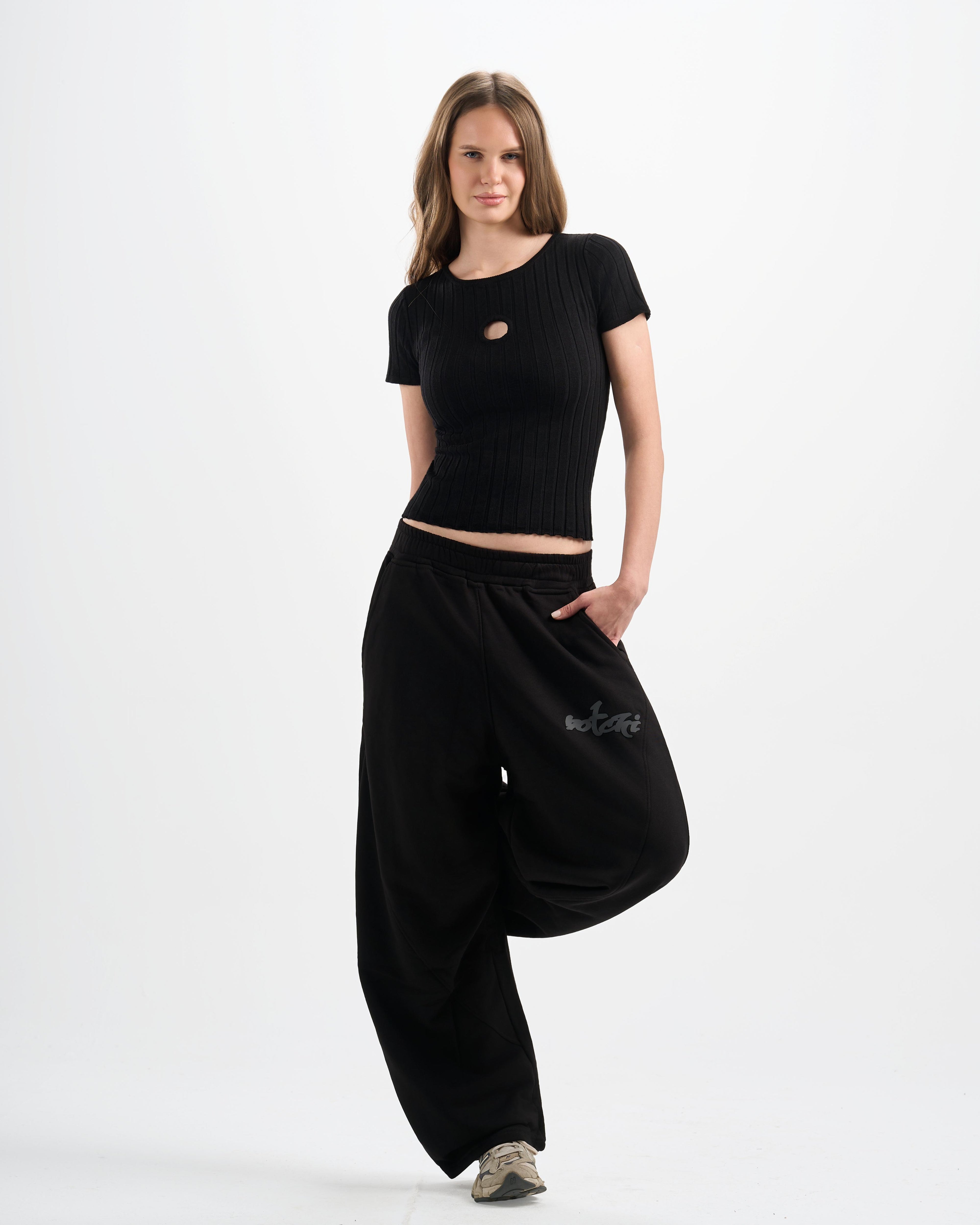 Botchi Melton Pants Black (Wide Leg)