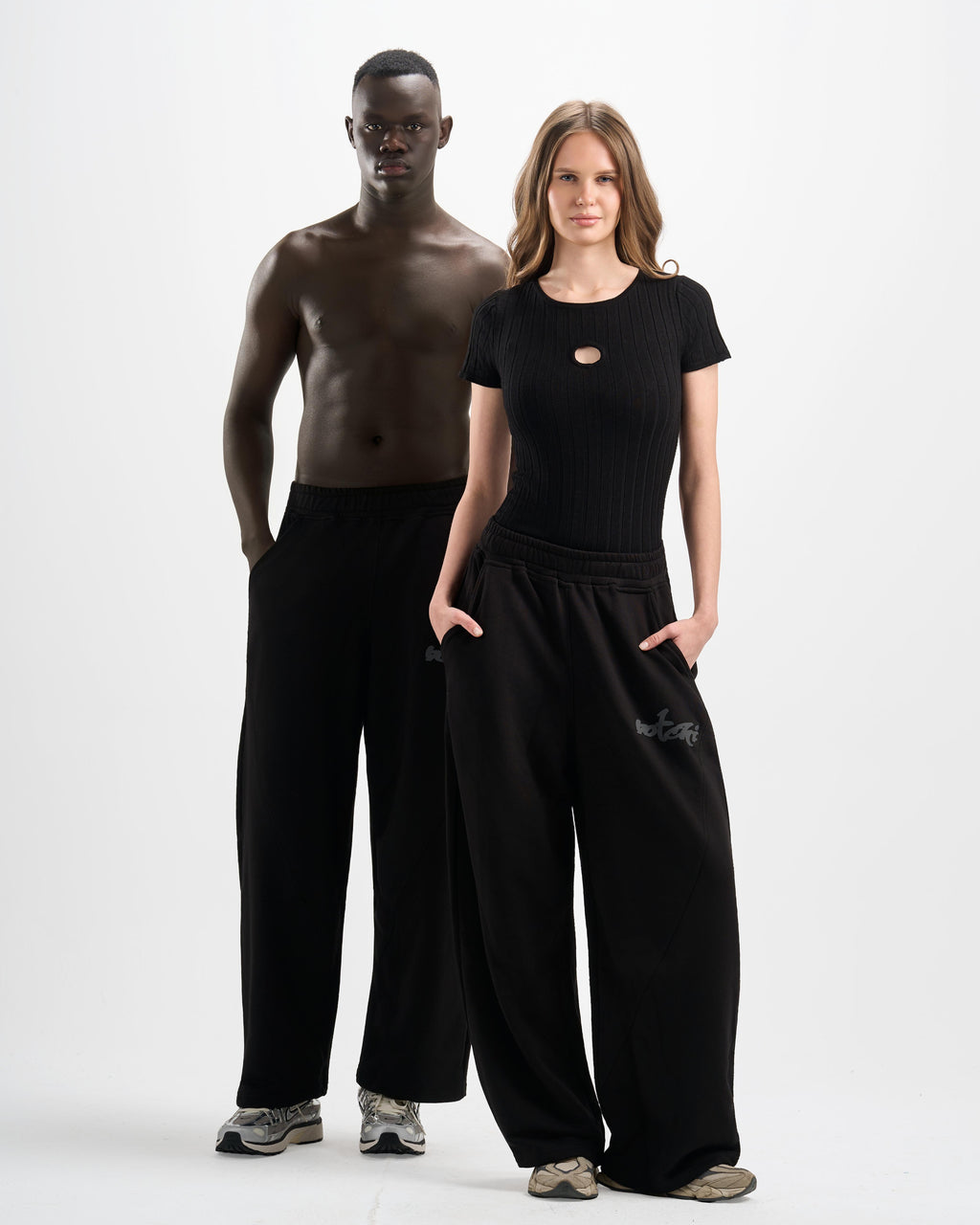 Botchi Melton Pants Black (Wide Leg)