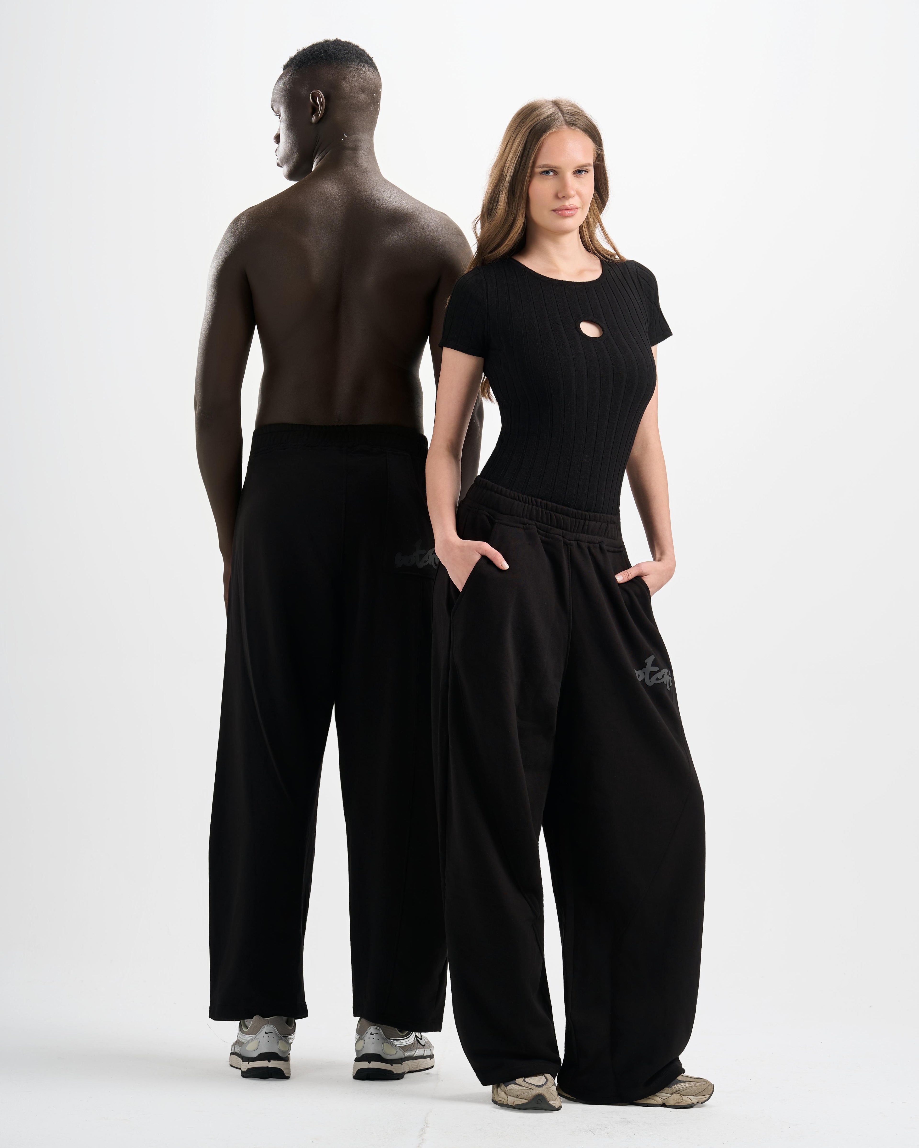Botchi Melton Pants Black (Wide Leg)