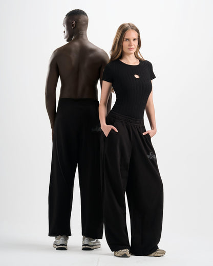 Botchi Melton Pants Black (Wide Leg)