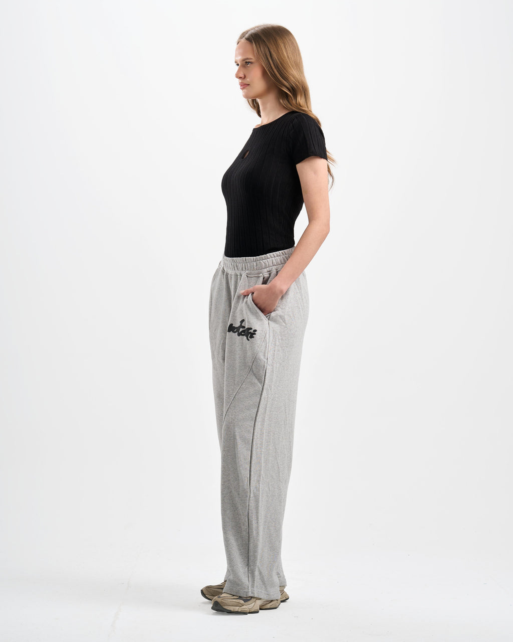 Botchi Melton Pants Grey (Wide Leg)