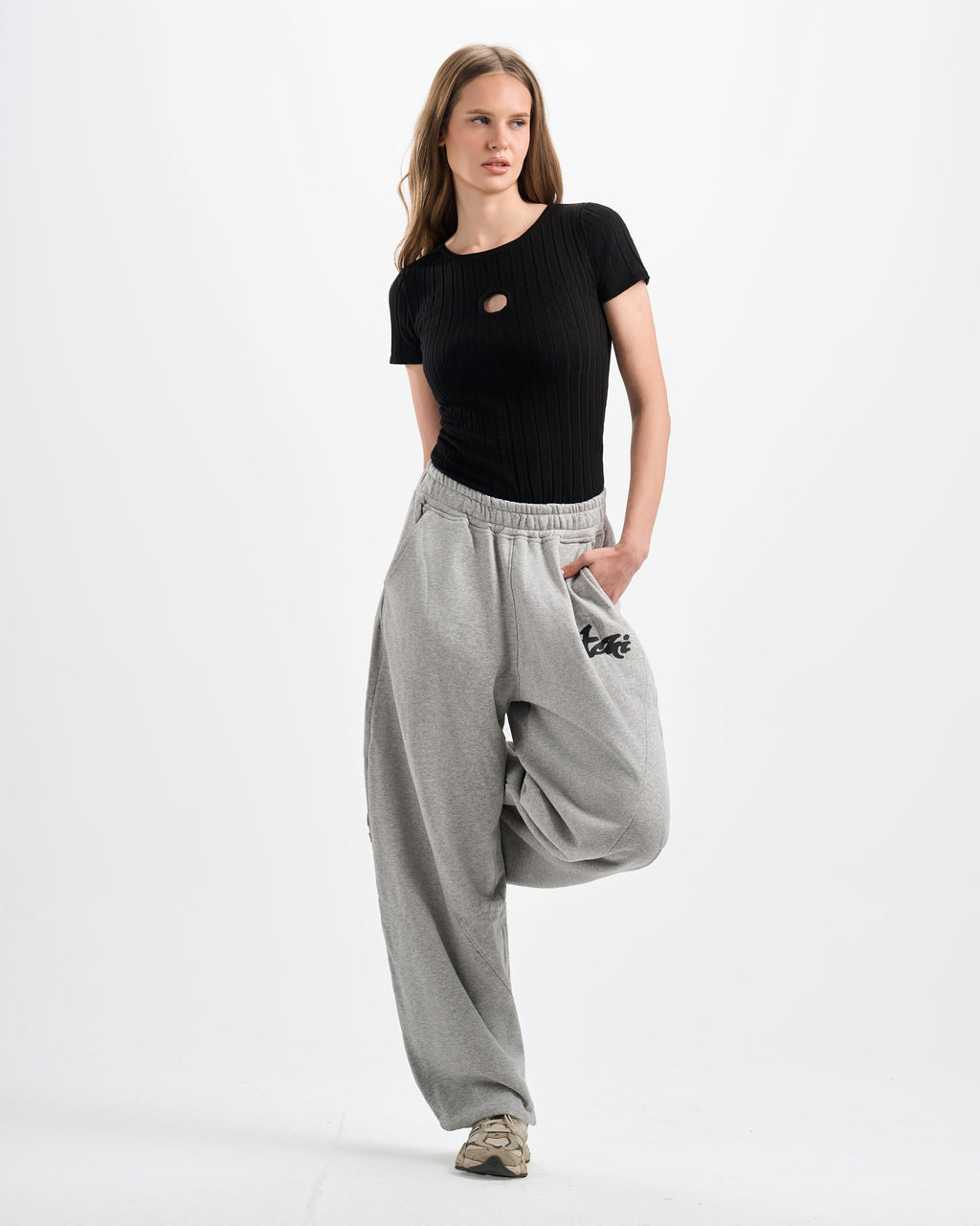 Botchi Melton Pants Grey (Wide Leg)
