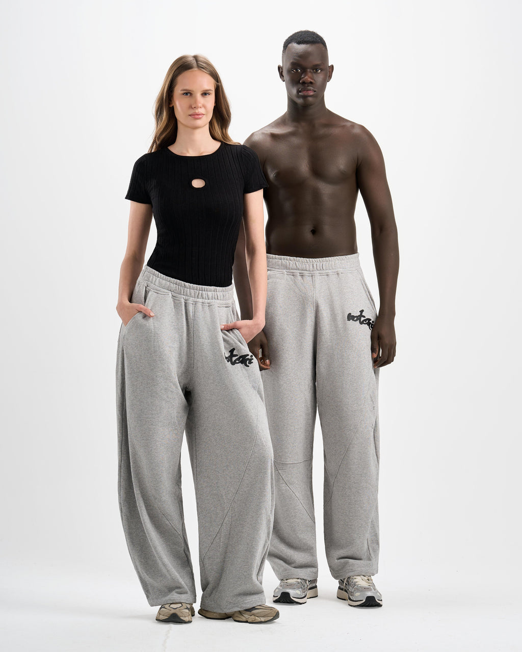 Botchi Melton Pants Grey (Wide Leg)