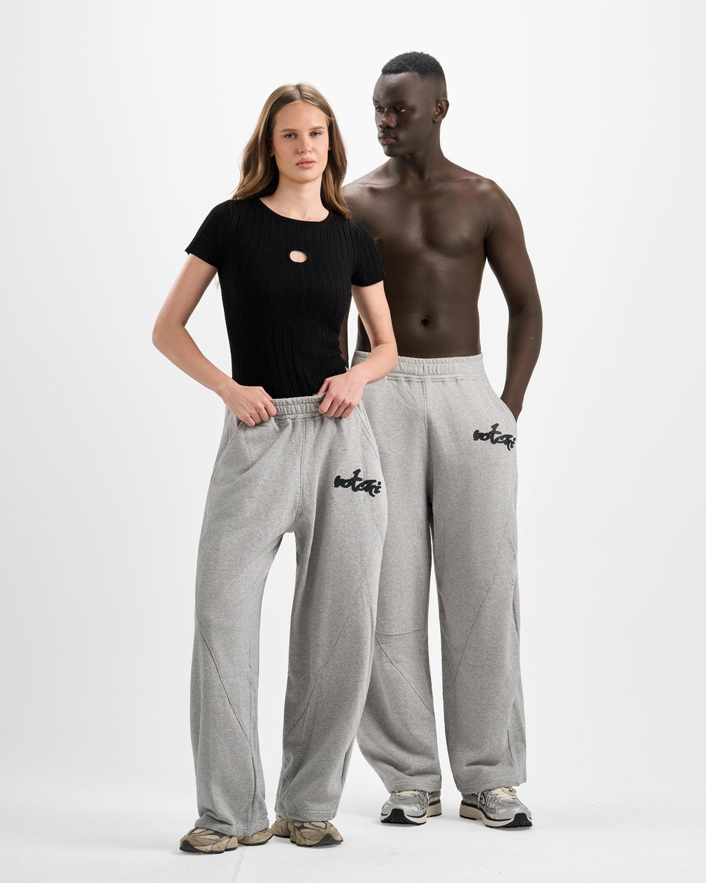 Botchi Melton Pants Grey (Wide Leg)