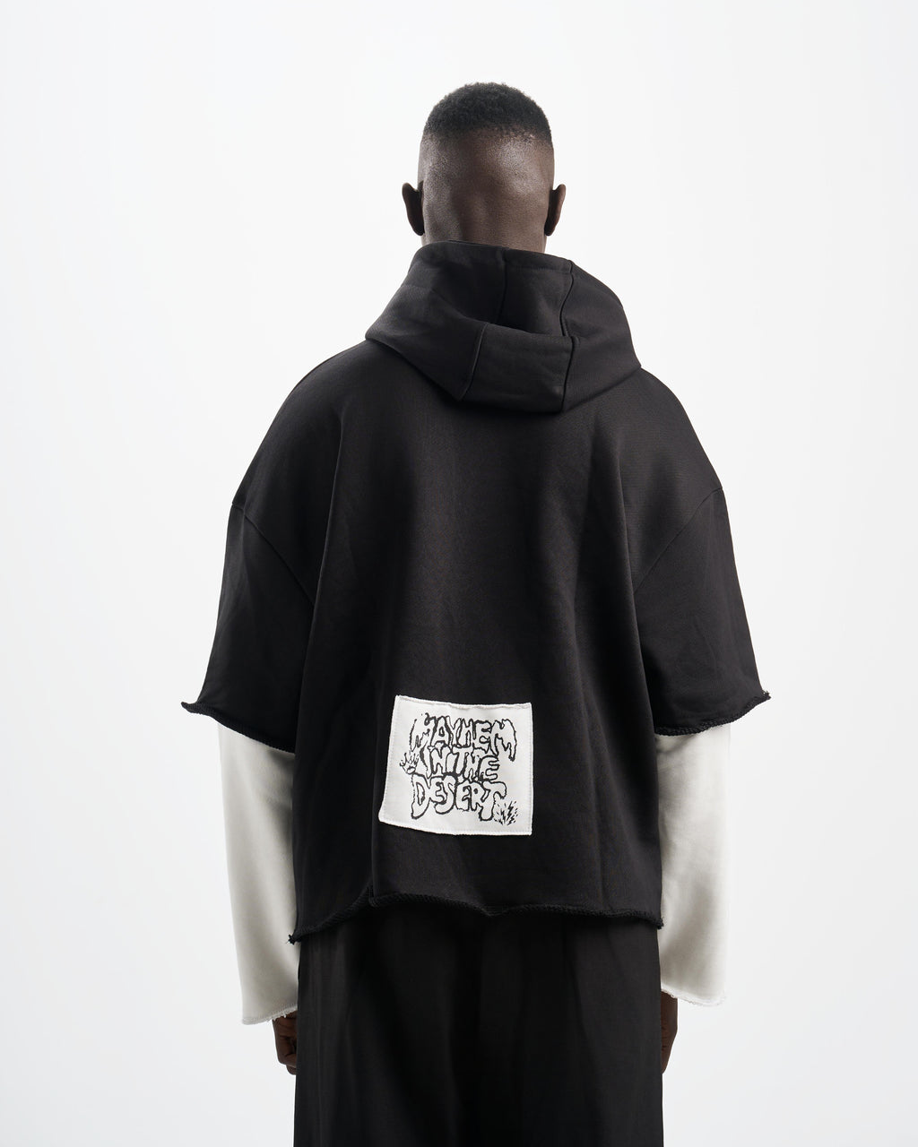 Botchi Layered Melton Hoodie Black & White