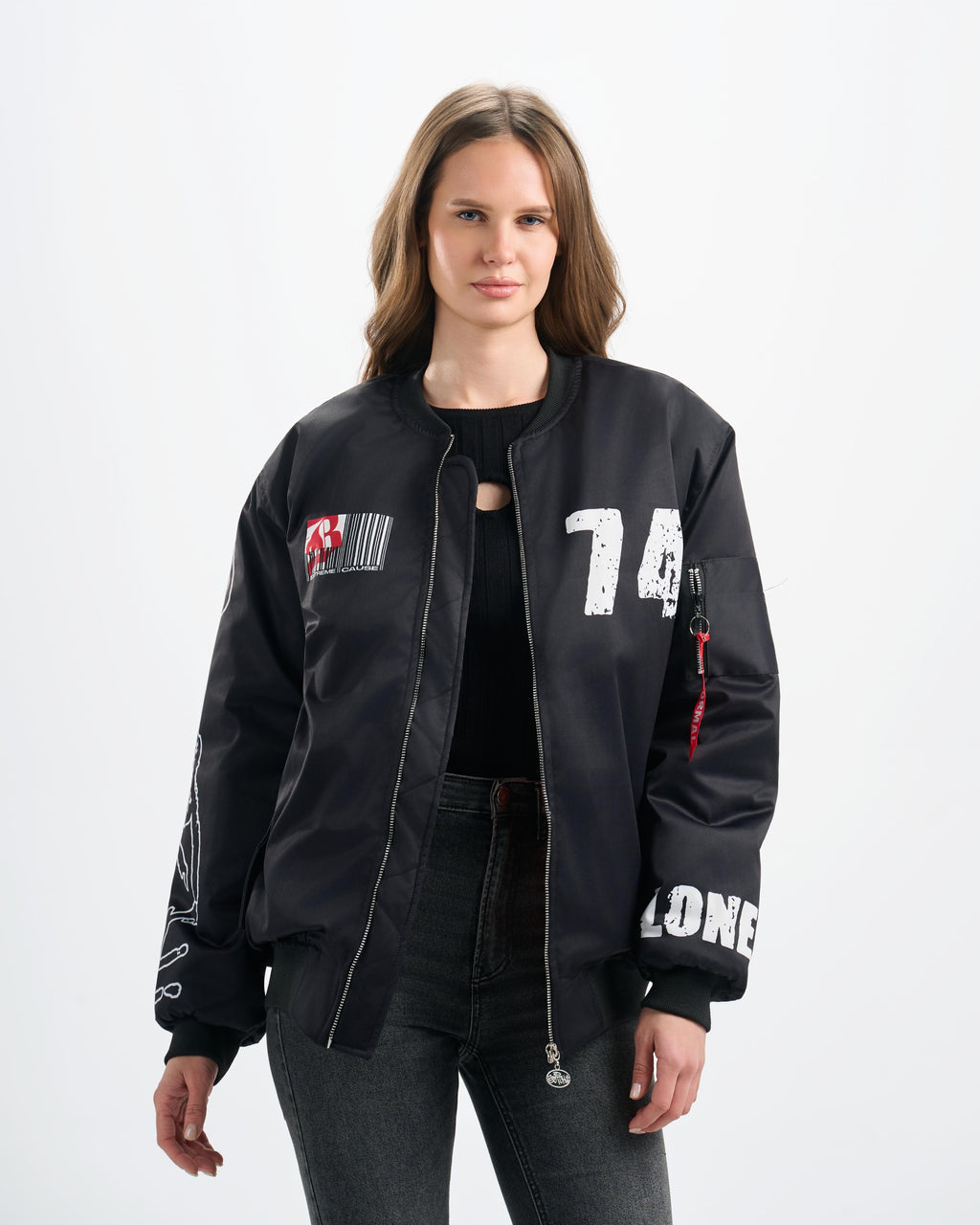 Botchi Padded Waterproof Leather Jacket Black (74 Back Print)