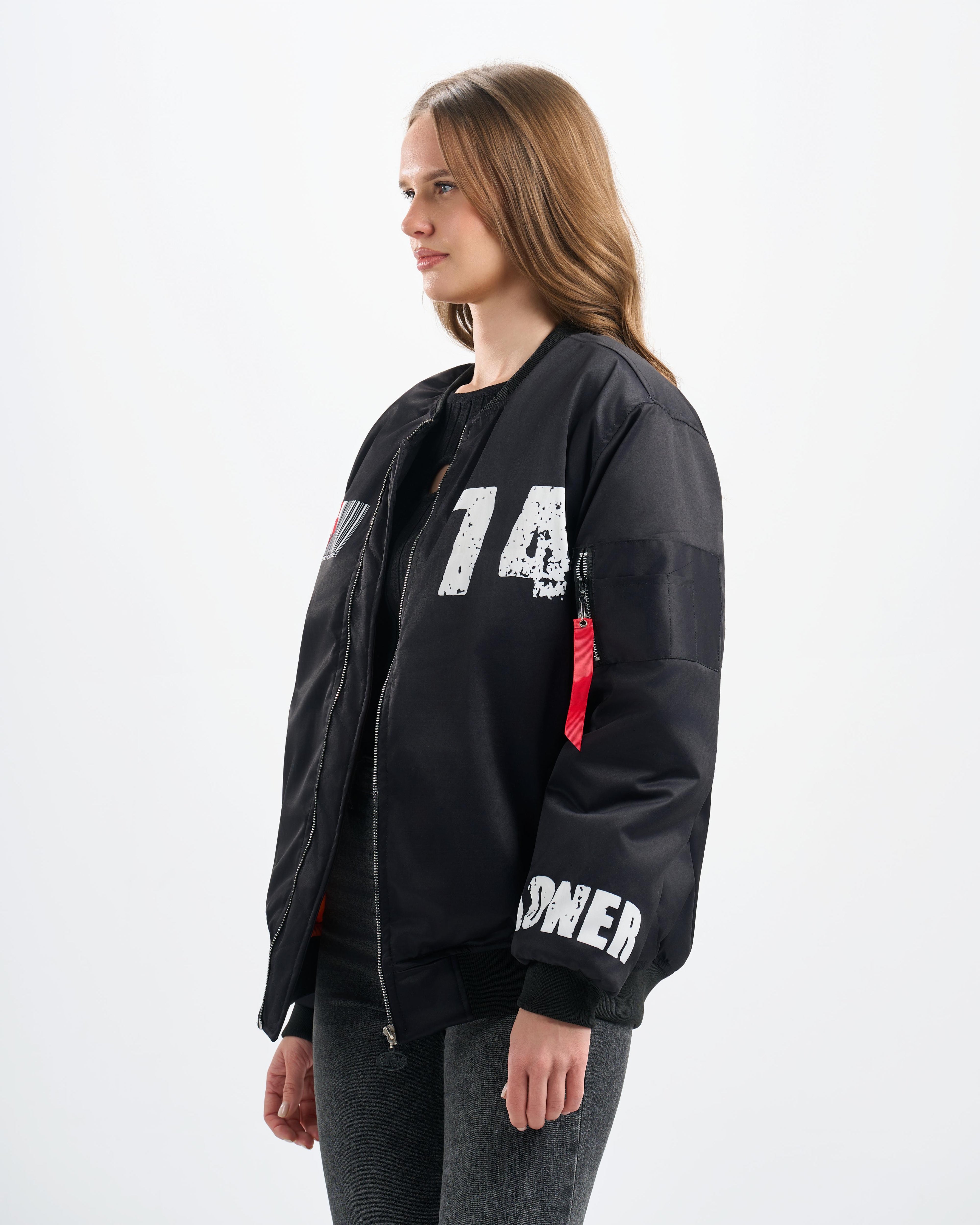 Botchi Padded Waterproof Leather Jacket Black (74 Back Print)