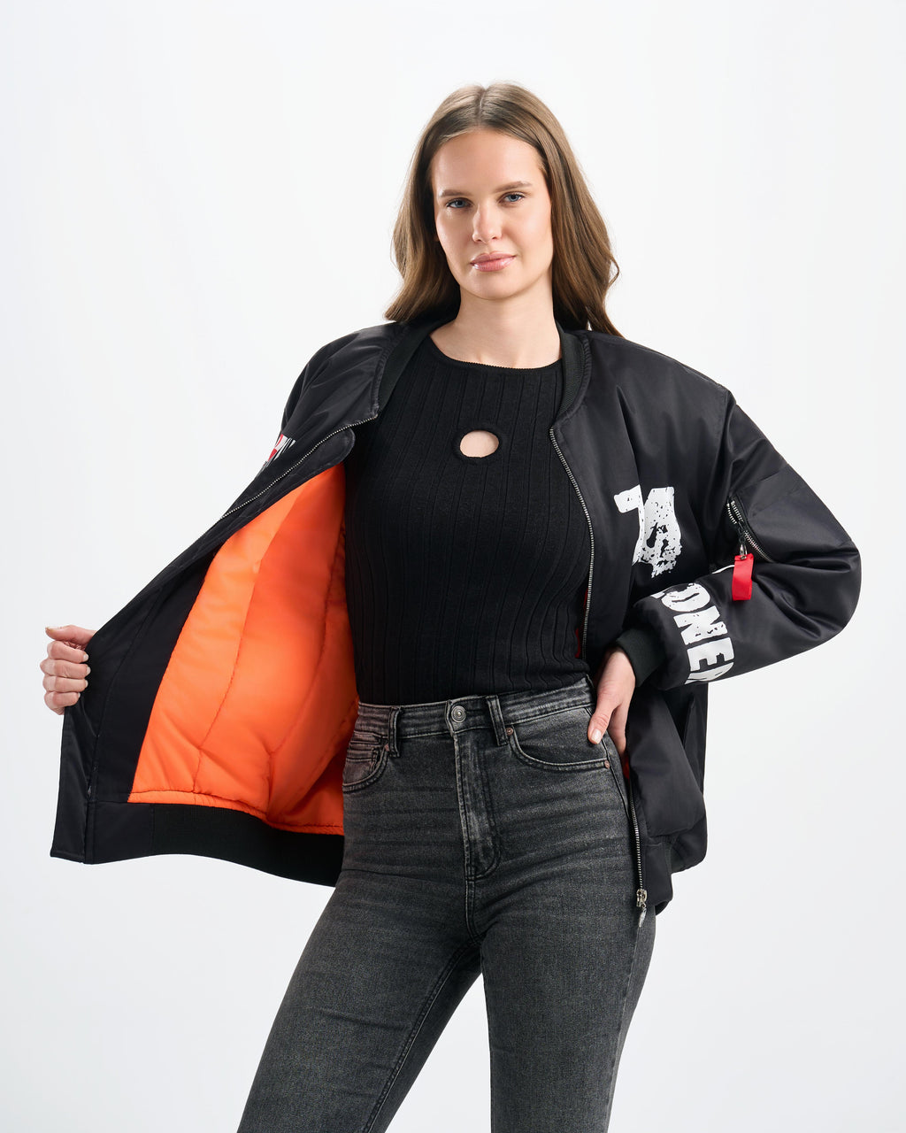 Botchi Padded Waterproof Leather Jacket Black (74 Back Print)