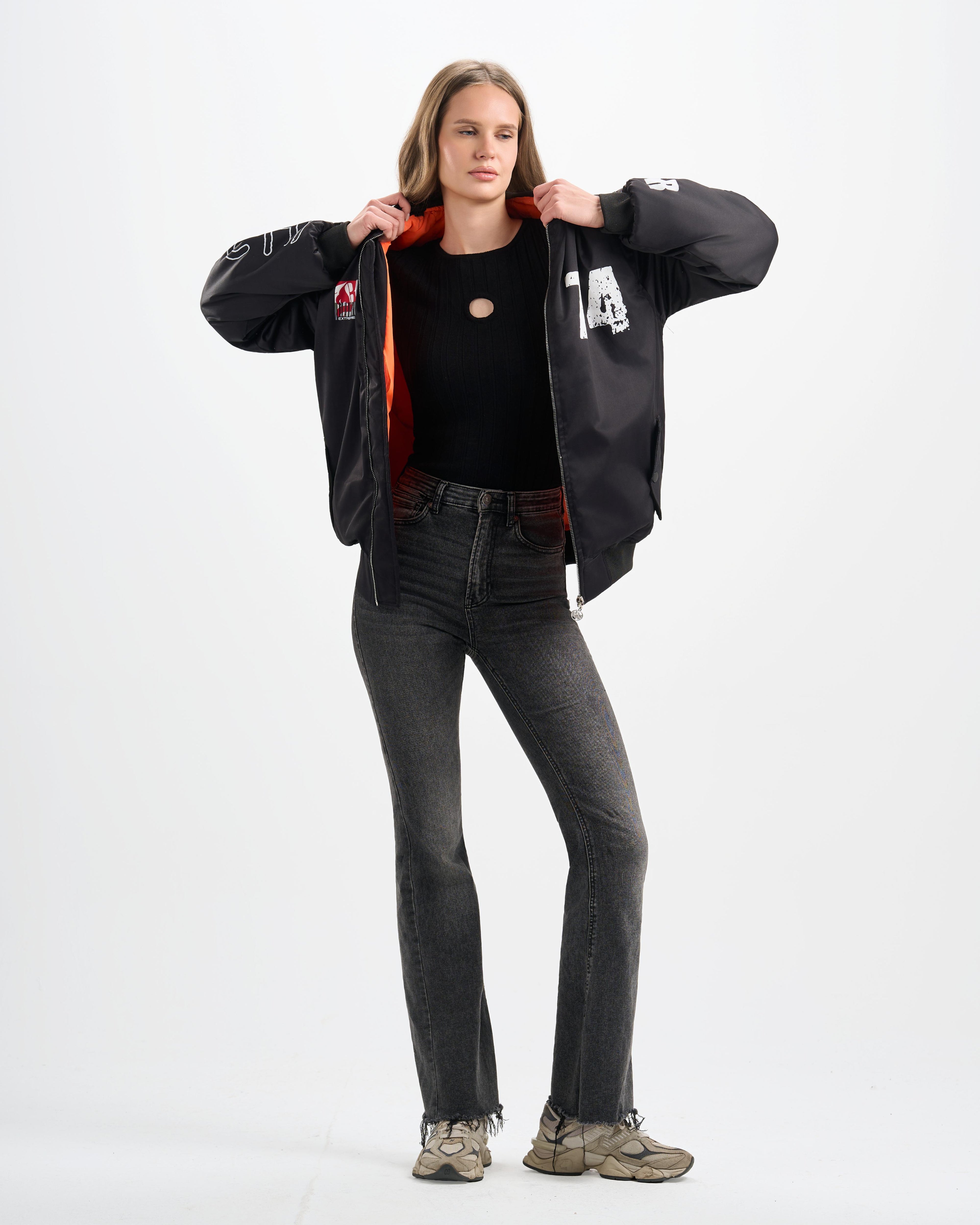 Botchi Padded Waterproof Leather Jacket Black (74 Back Print)