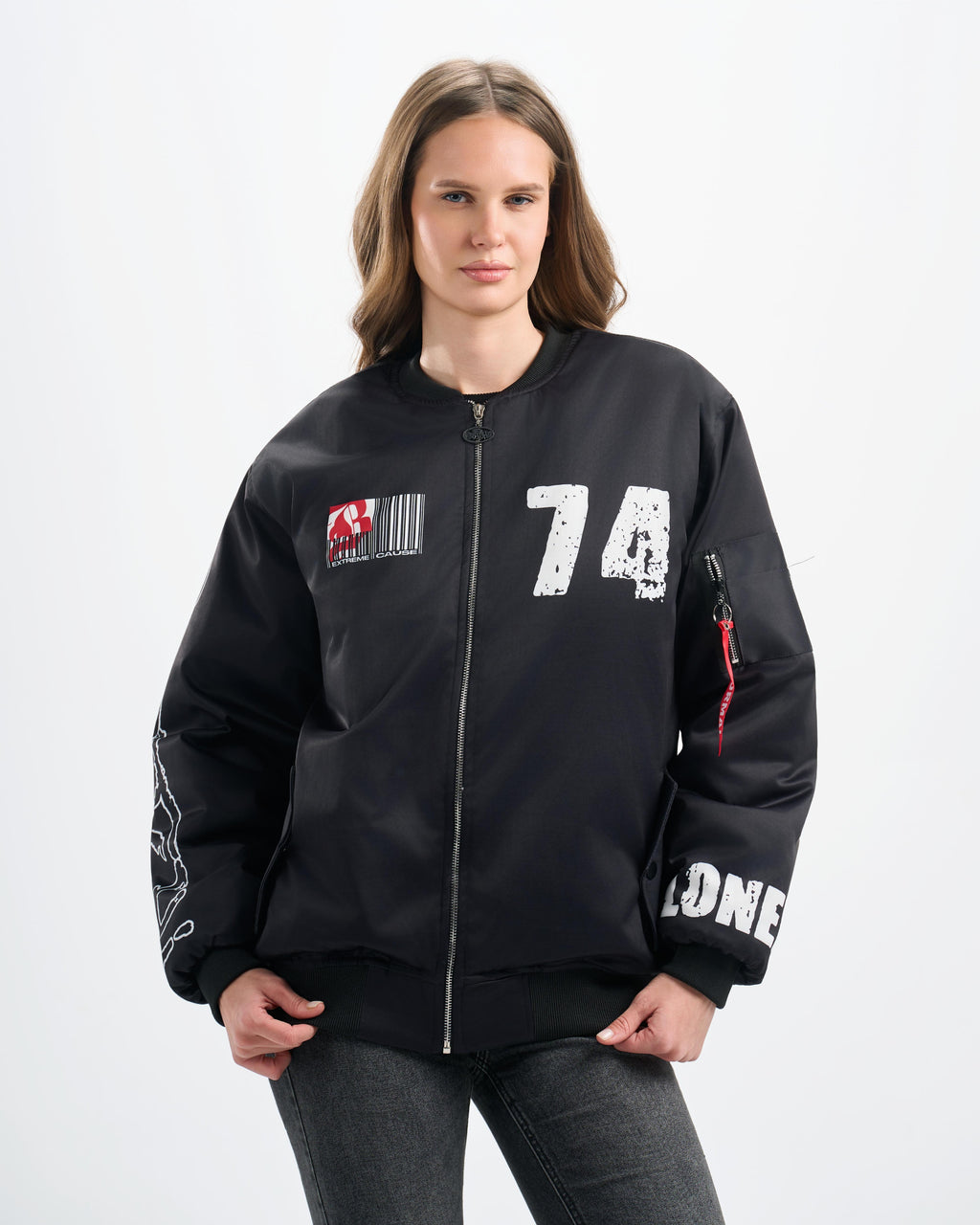 Botchi Padded Waterproof Leather Jacket Black (74 Back Print)