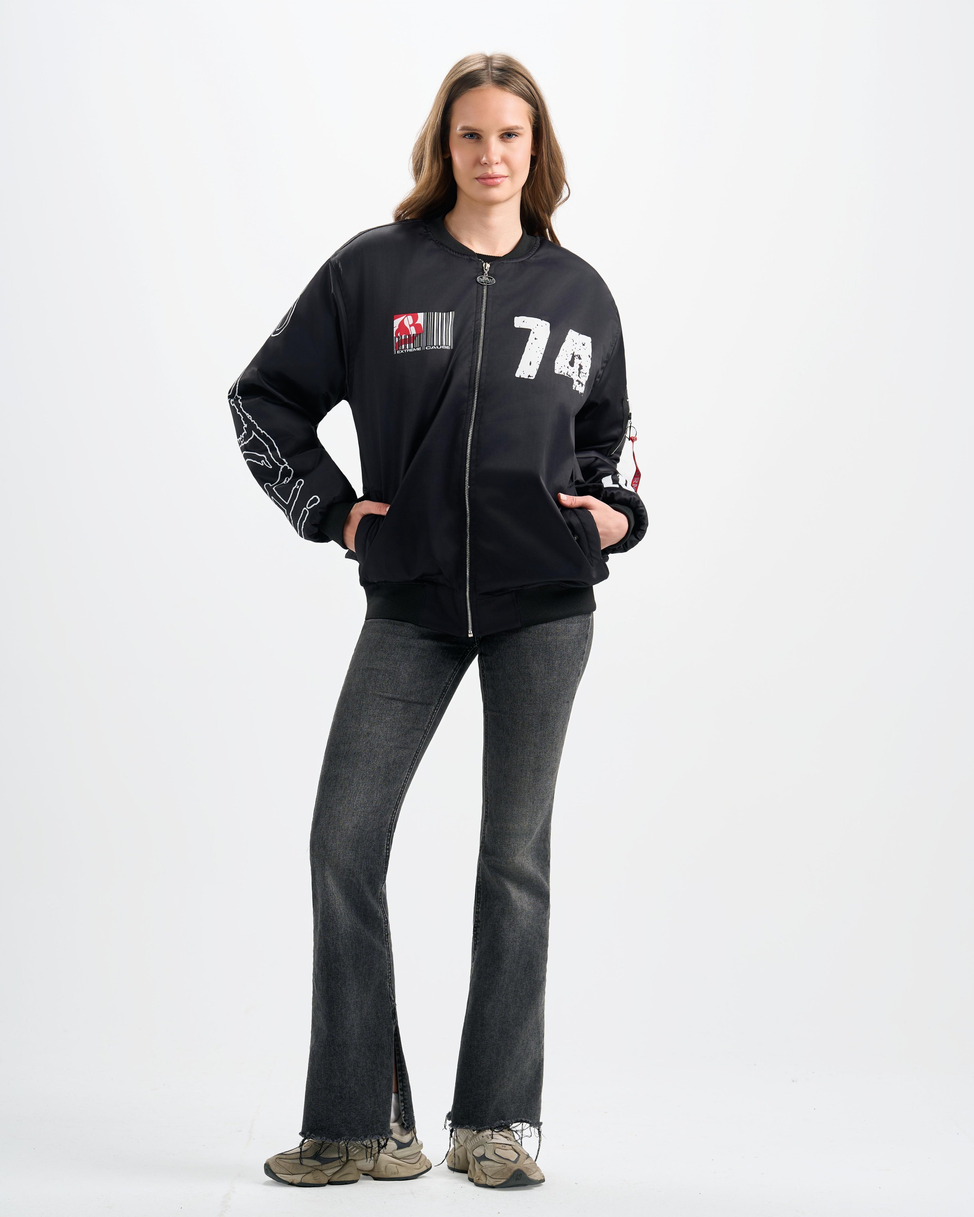 Botchi Padded Waterproof Leather Jacket Black (74 Back Print)