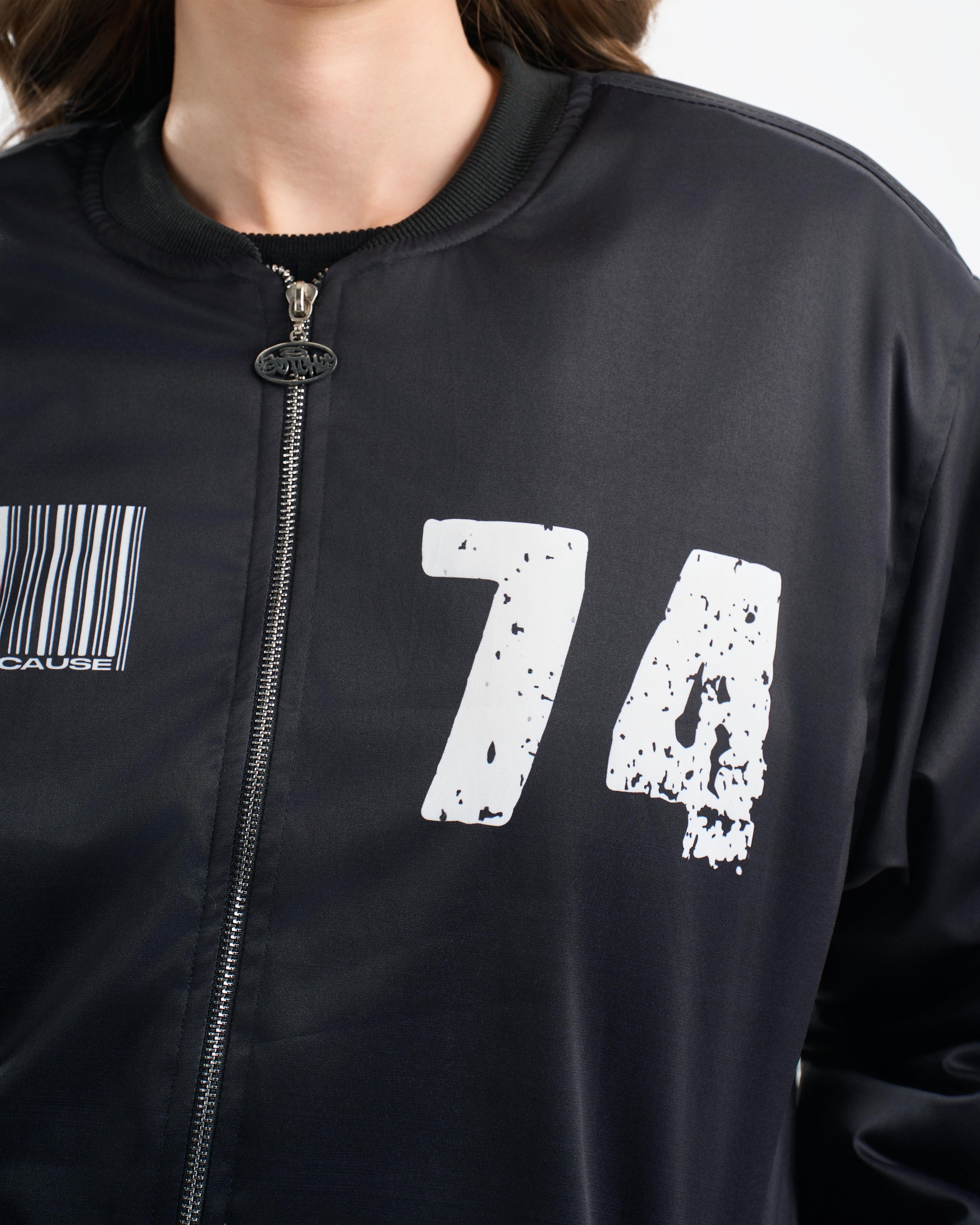 Botchi Padded Waterproof Leather Jacket Black (74 Back Print)