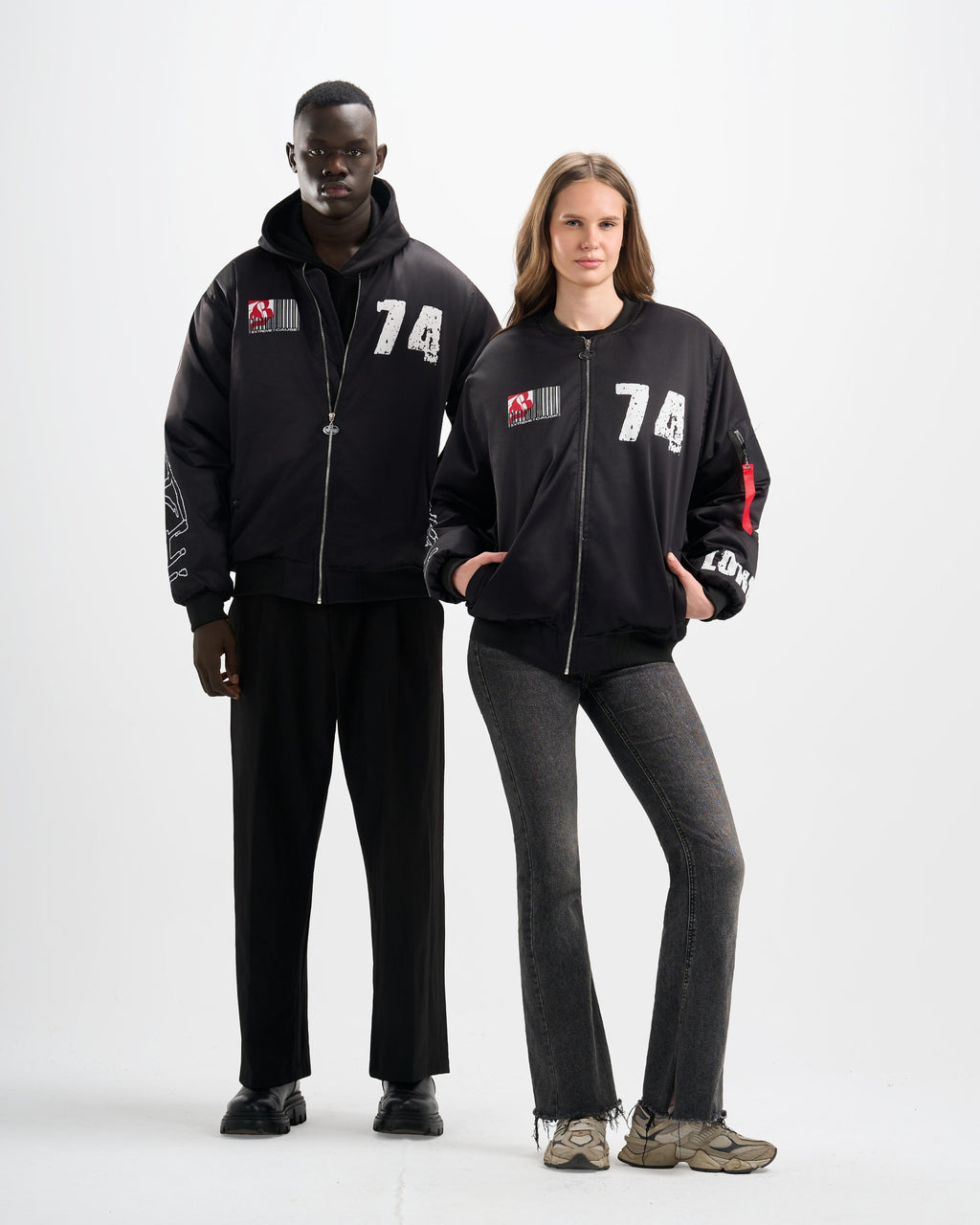 Botchi Padded Waterproof Leather Jacket Black (74 Back Print)