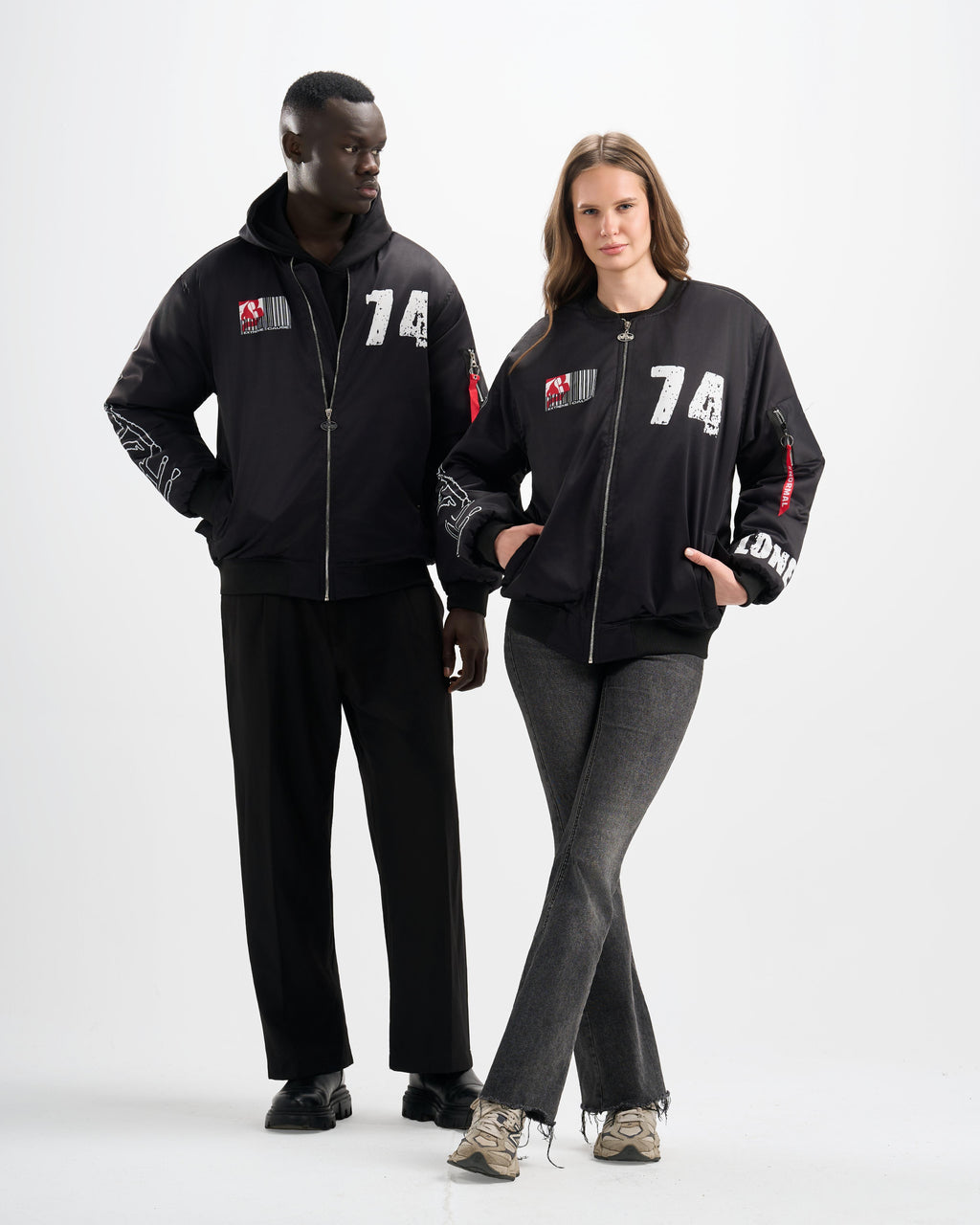 Botchi Padded Waterproof Leather Jacket Black (74 Back Print)