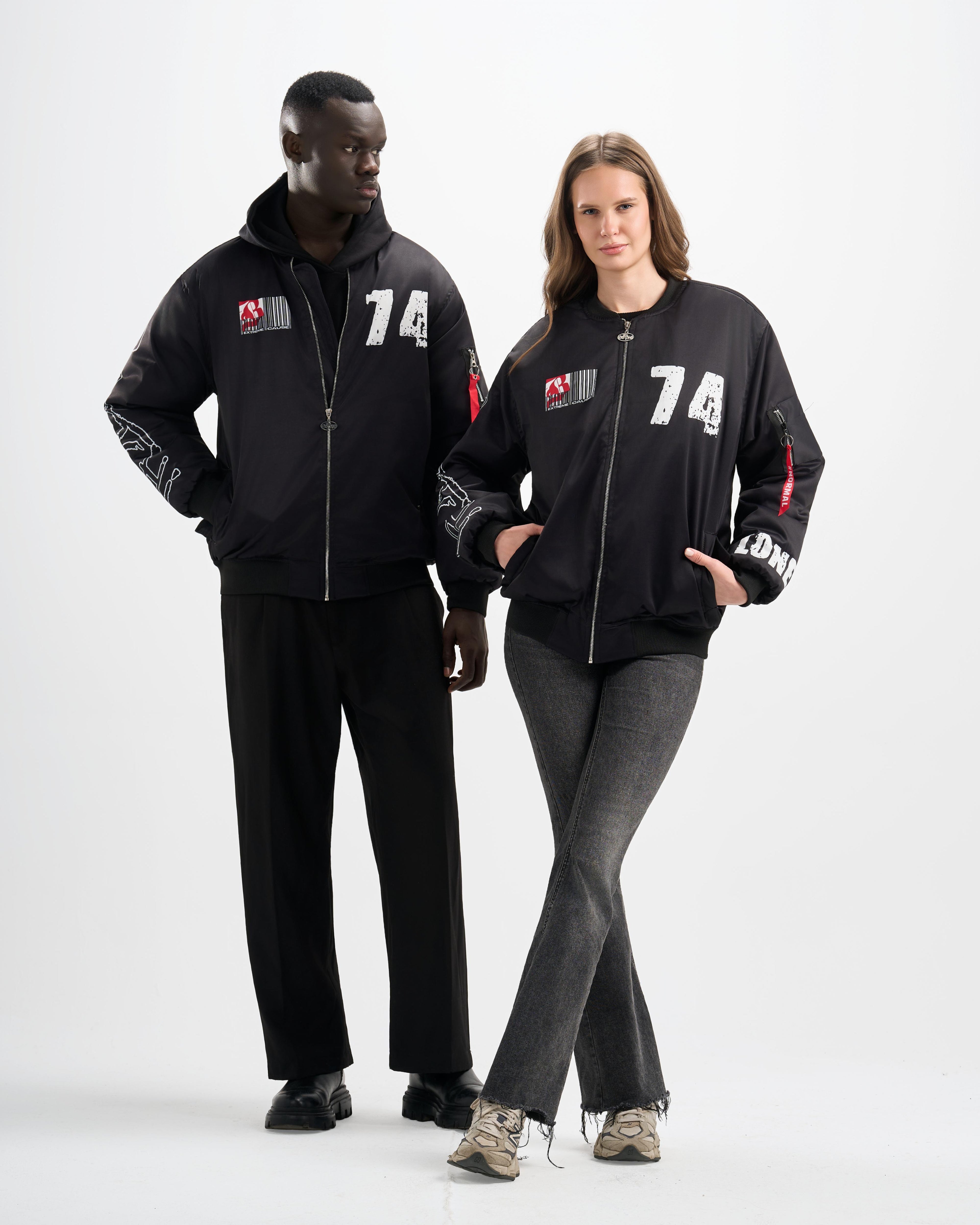 Botchi Padded Waterproof Leather Jacket Black (74 Back Print)