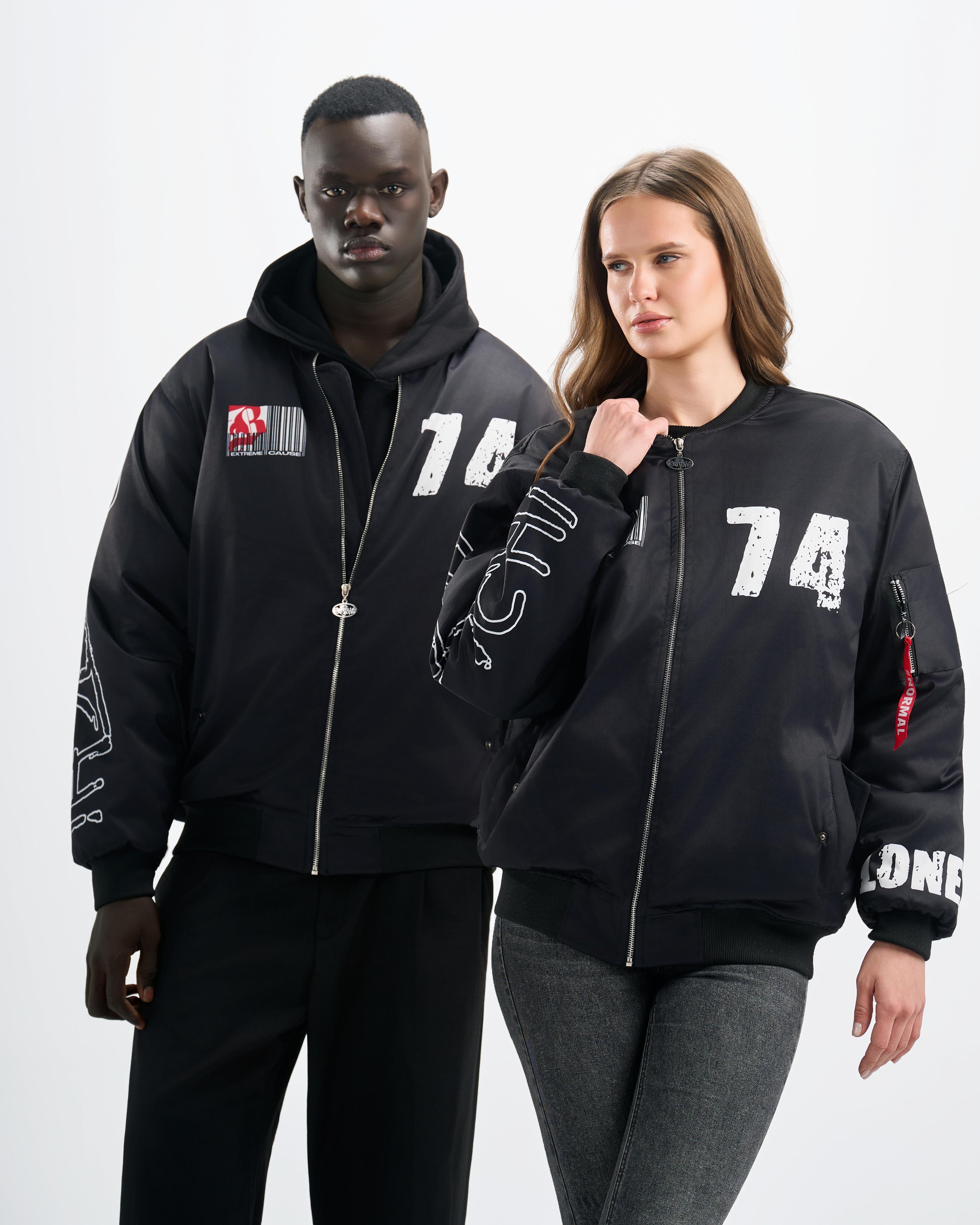 Botchi Padded Waterproof Leather Jacket Black (74 Back Print)