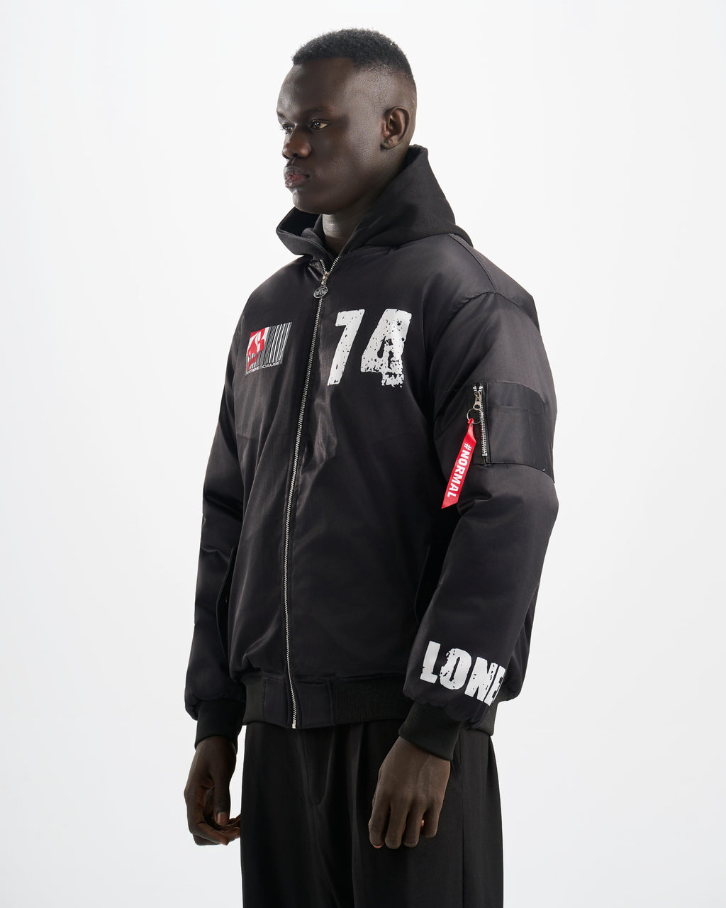 Botchi Padded Waterproof Leather Jacket Black (74 Back Print)