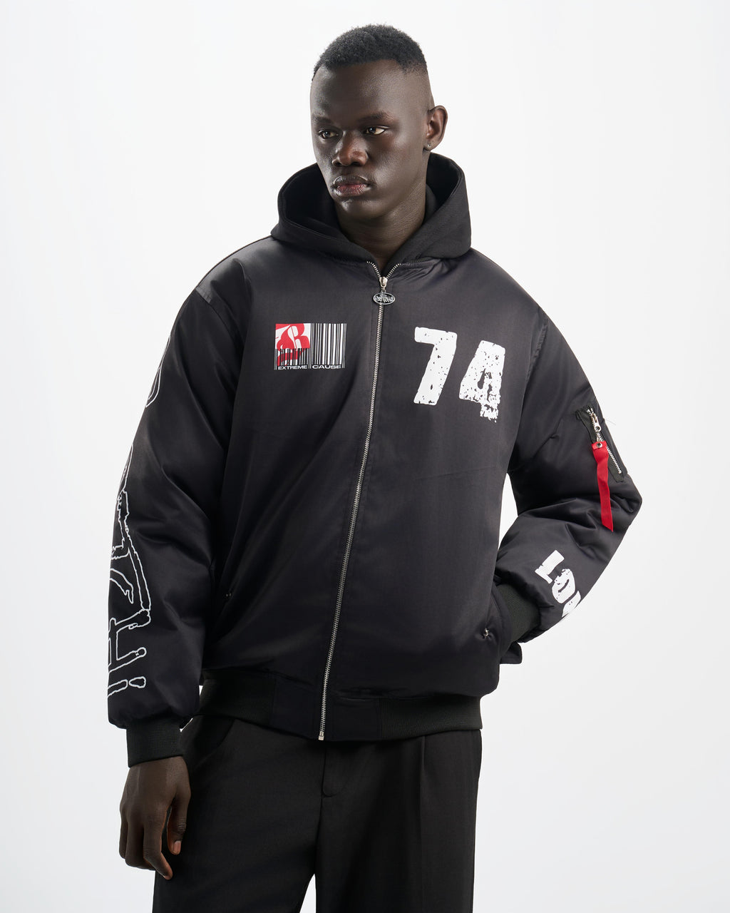 Botchi Padded Waterproof Leather Jacket Black (74 Back Print)