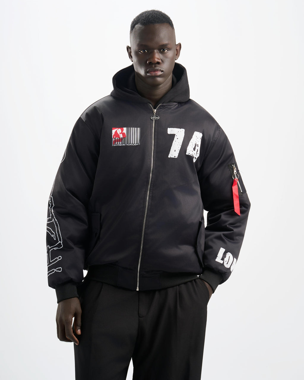 Botchi Padded Waterproof Leather Jacket Black (74 Back Print)