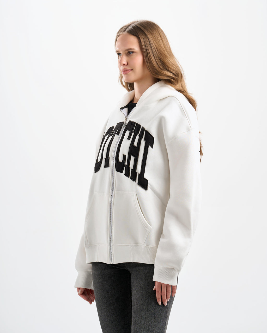 Botchi Heavy Melton Zip Hoodie White