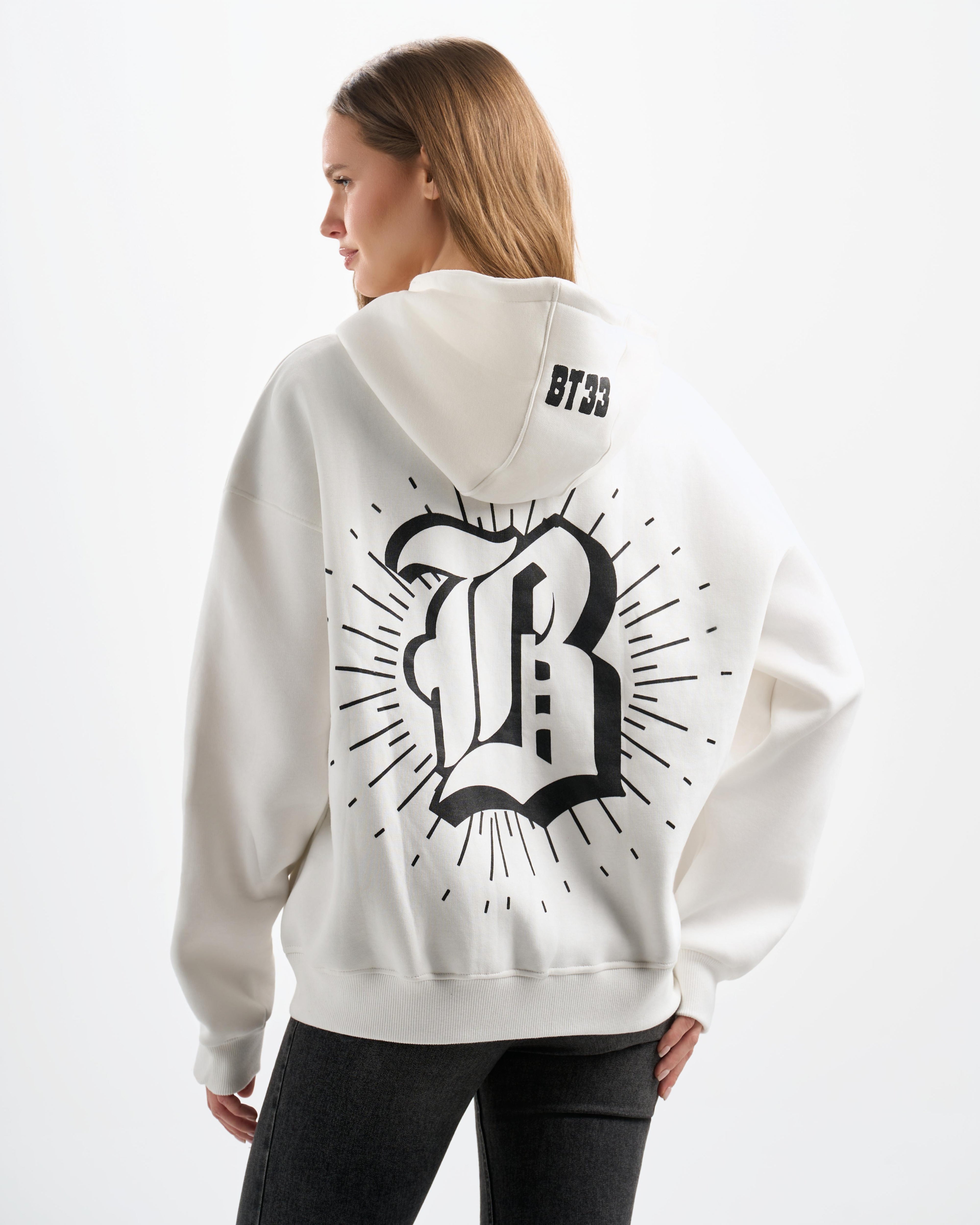 Botchi Heavy Melton Zip Hoodie White