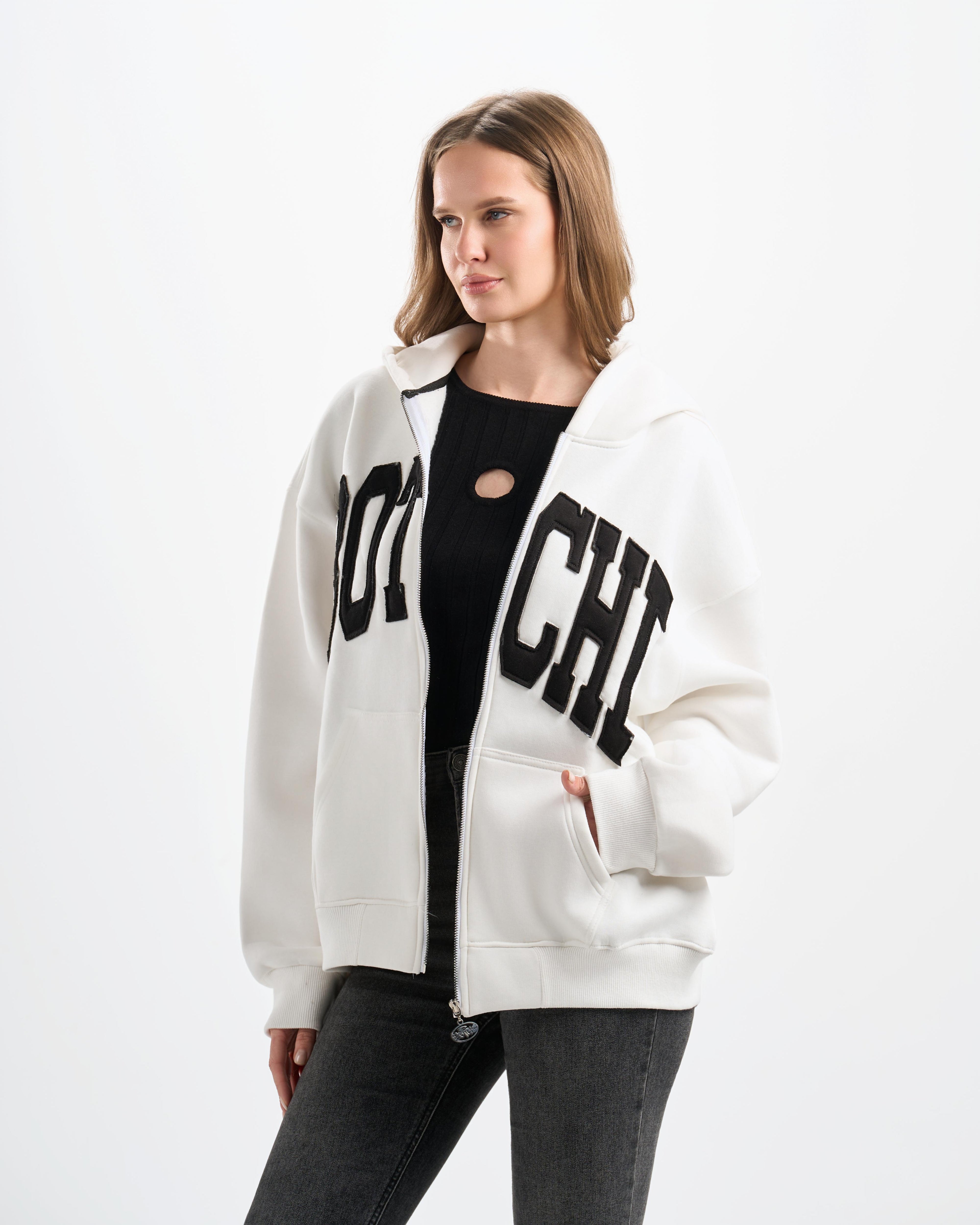 Botchi Heavy Melton Zip Hoodie White