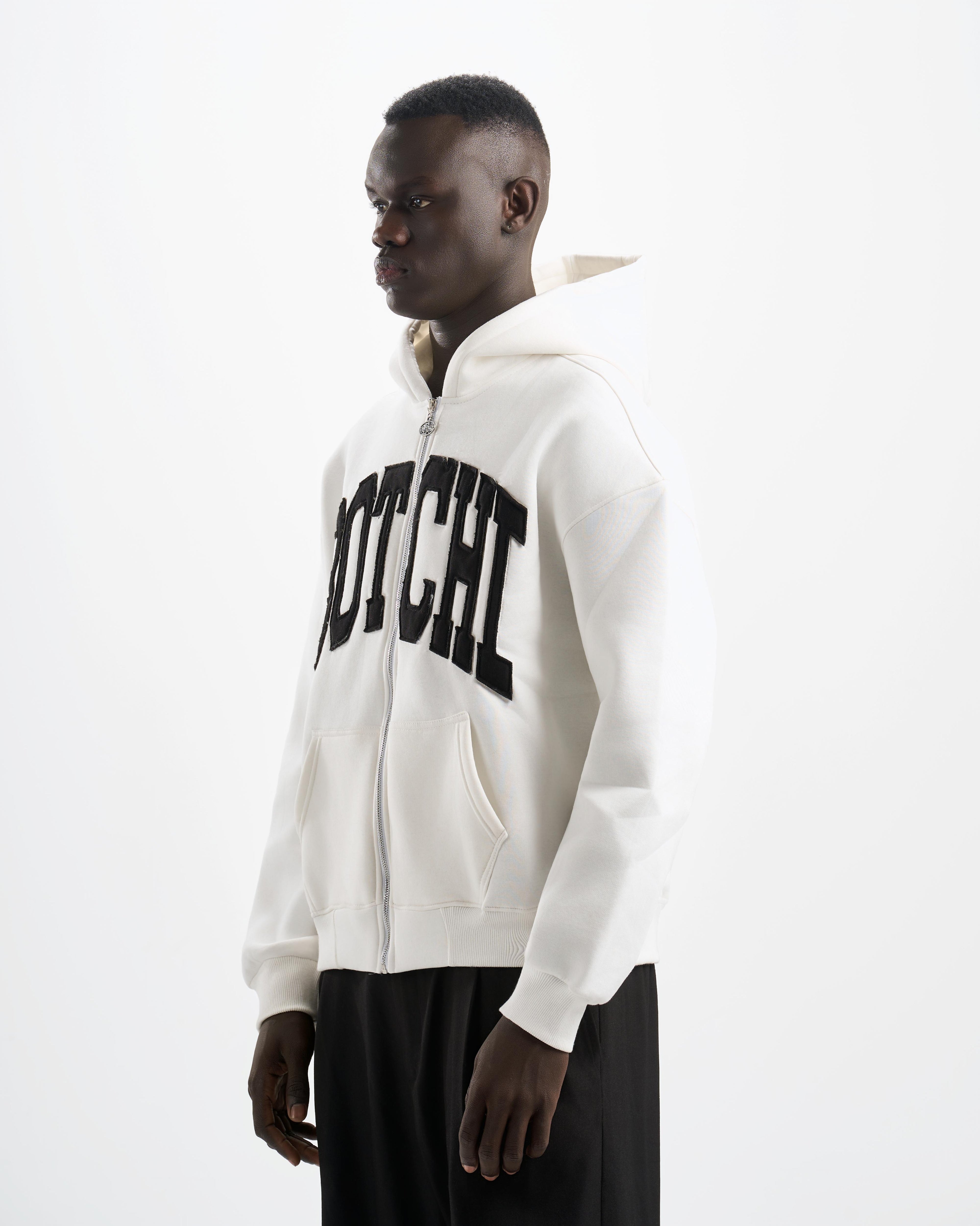 Botchi Heavy Melton Zip Hoodie White