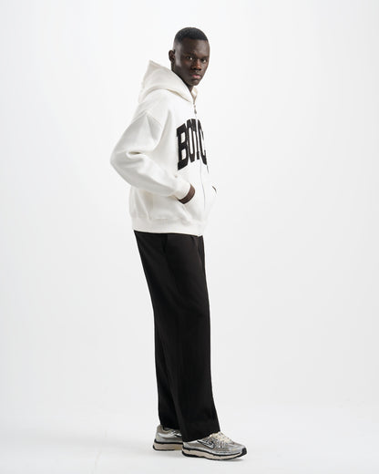 Botchi Heavy Melton Zip Hoodie White