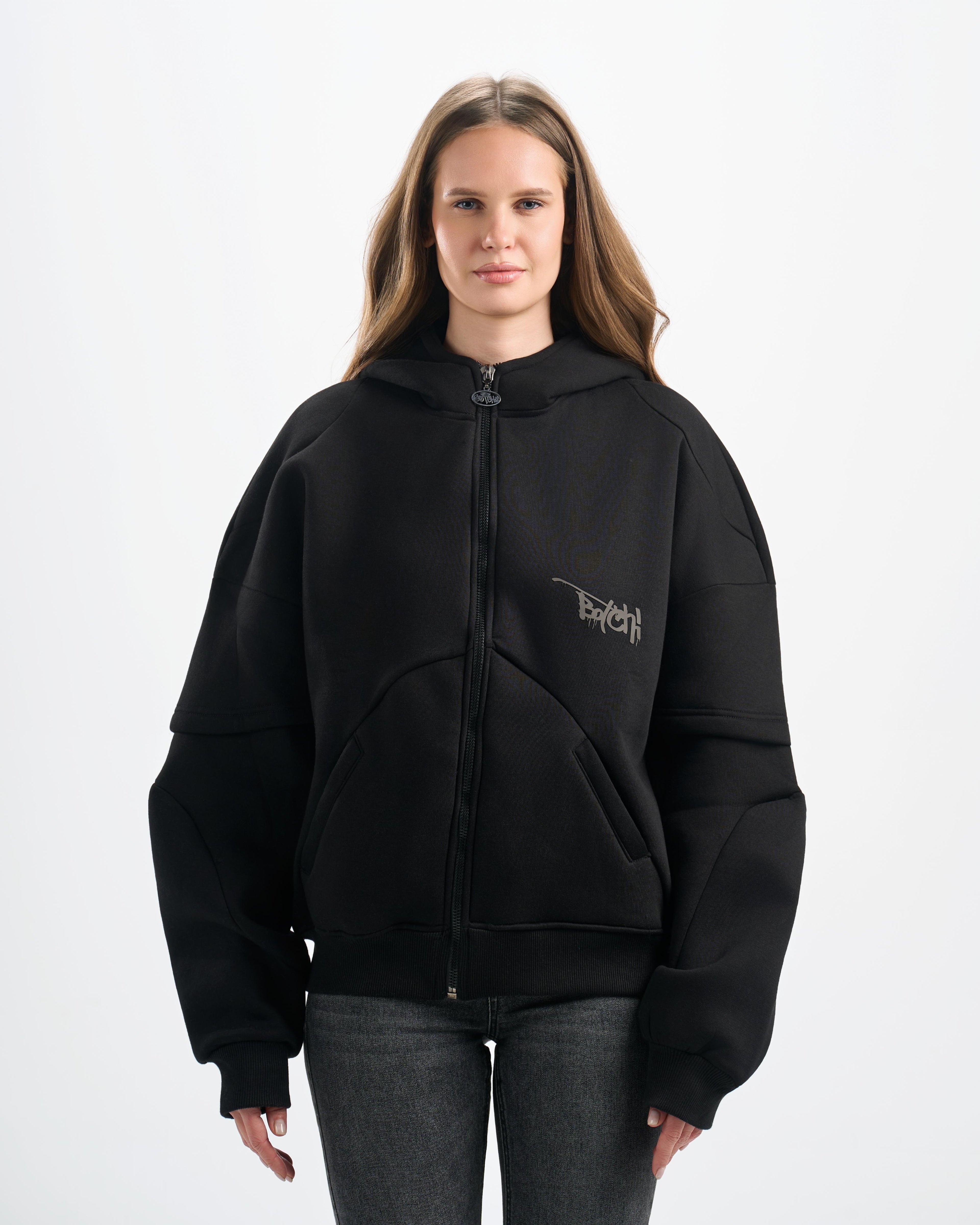 Botchi Heavy Melton Zip Hoodie Black