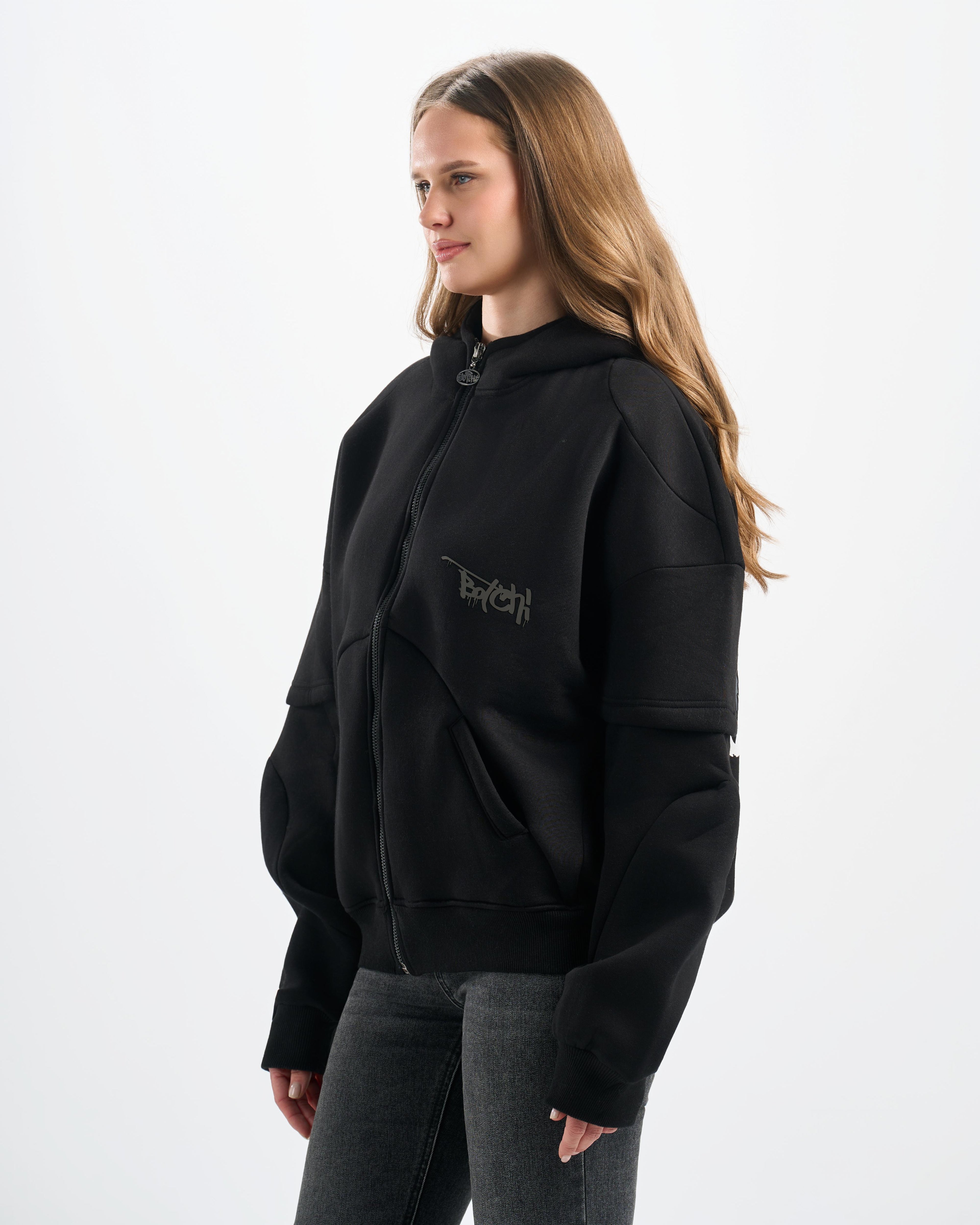 Botchi Heavy Melton Zip Hoodie Black