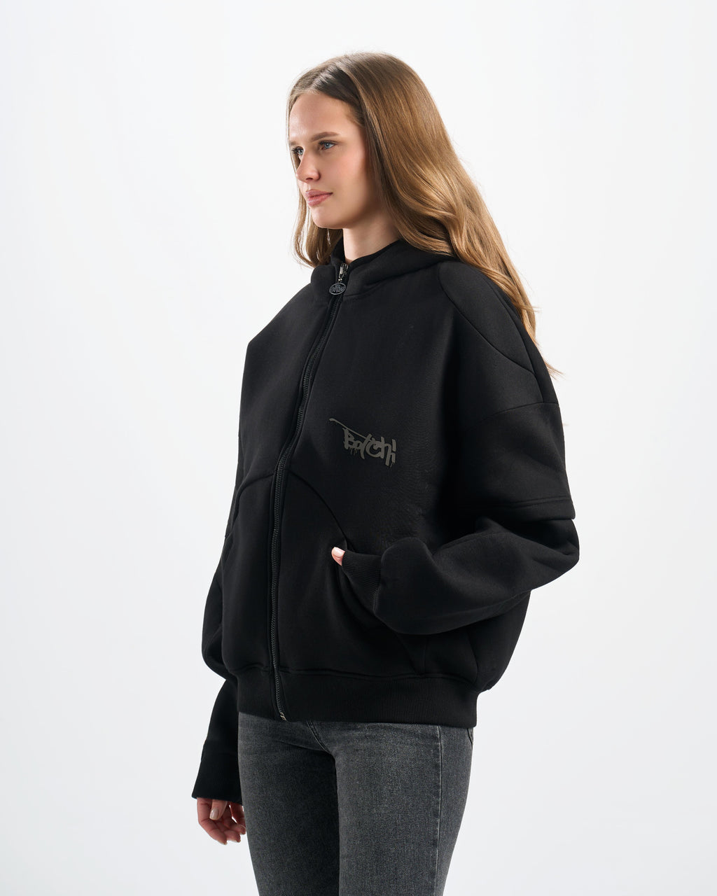 Botchi Heavy Melton Zip Hoodie Black