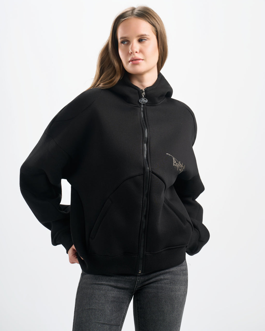 Botchi Heavy Melton Zip Hoodie Black