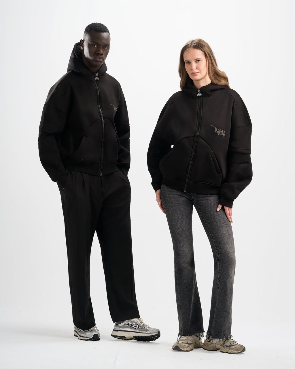 Botchi Heavy Melton Zip Hoodie Black