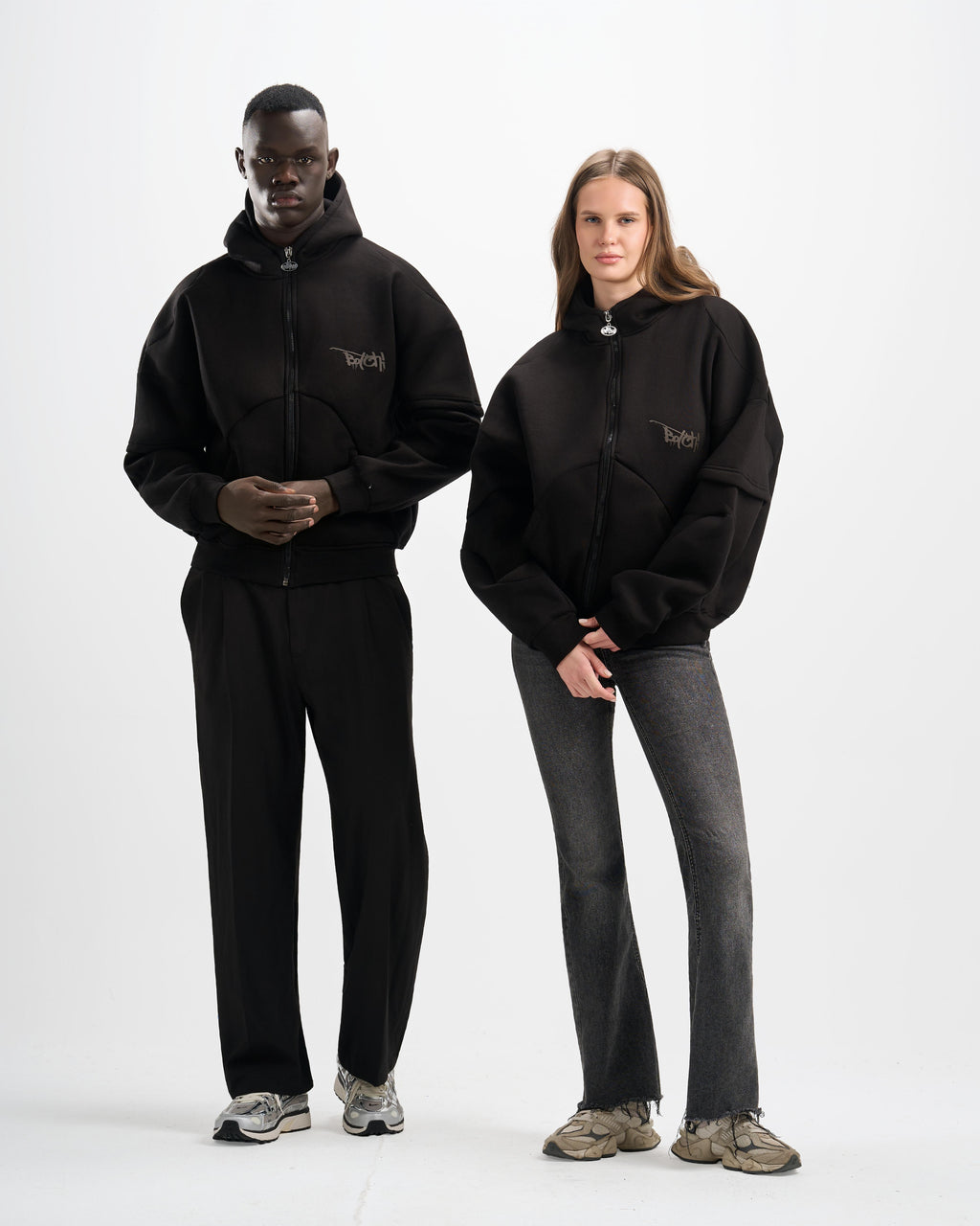 Botchi Heavy Melton Zip Hoodie Black