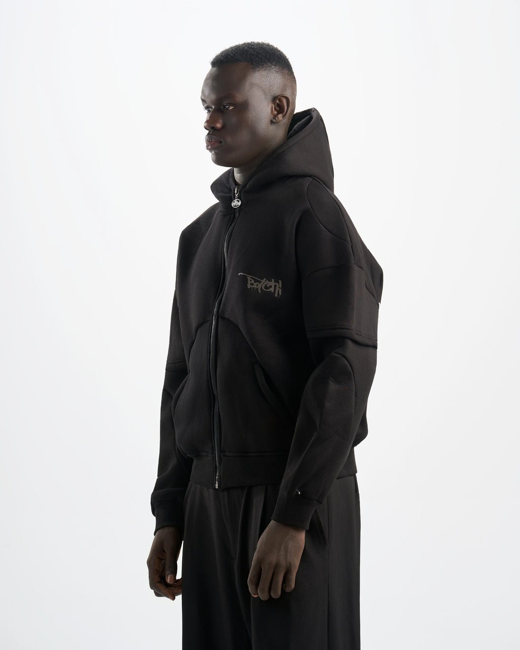 Botchi Heavy Melton Zip Hoodie Black