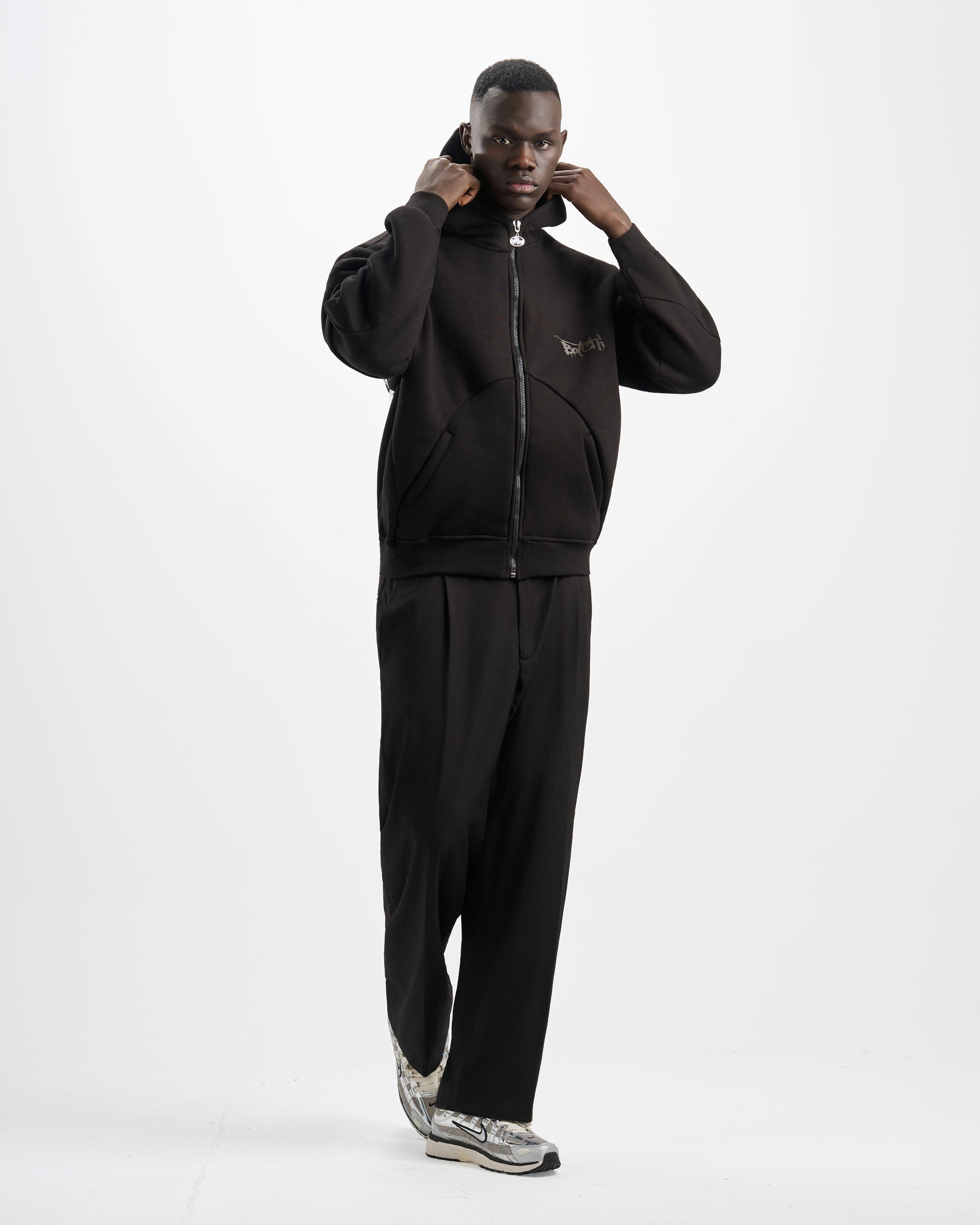 Botchi Heavy Melton Zip Hoodie Black