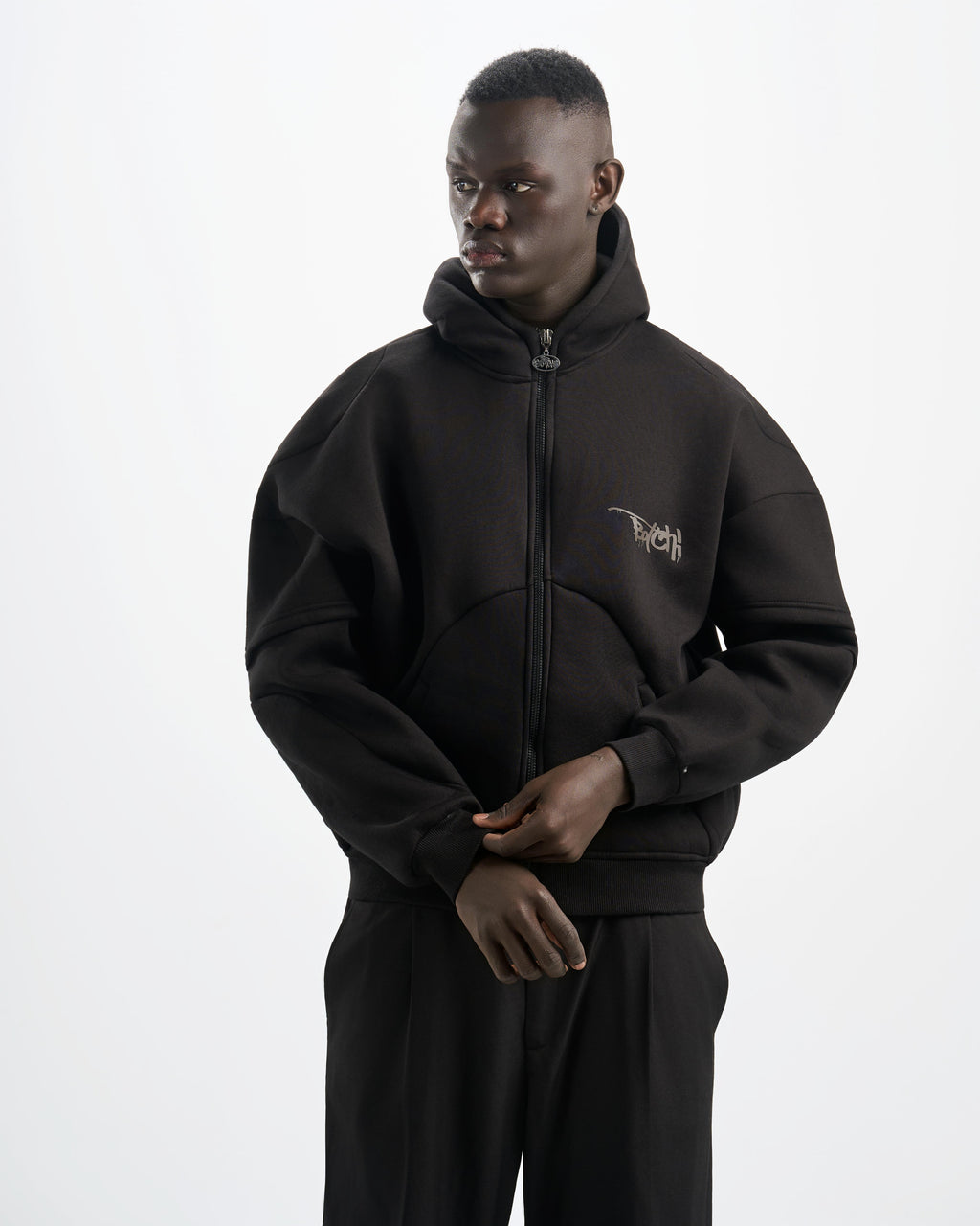 Botchi Heavy Melton Zip Hoodie Black