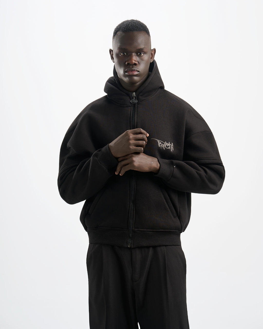 Botchi Heavy Melton Zip Hoodie Black