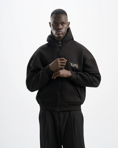 Botchi Heavy Melton Zip Hoodie Black