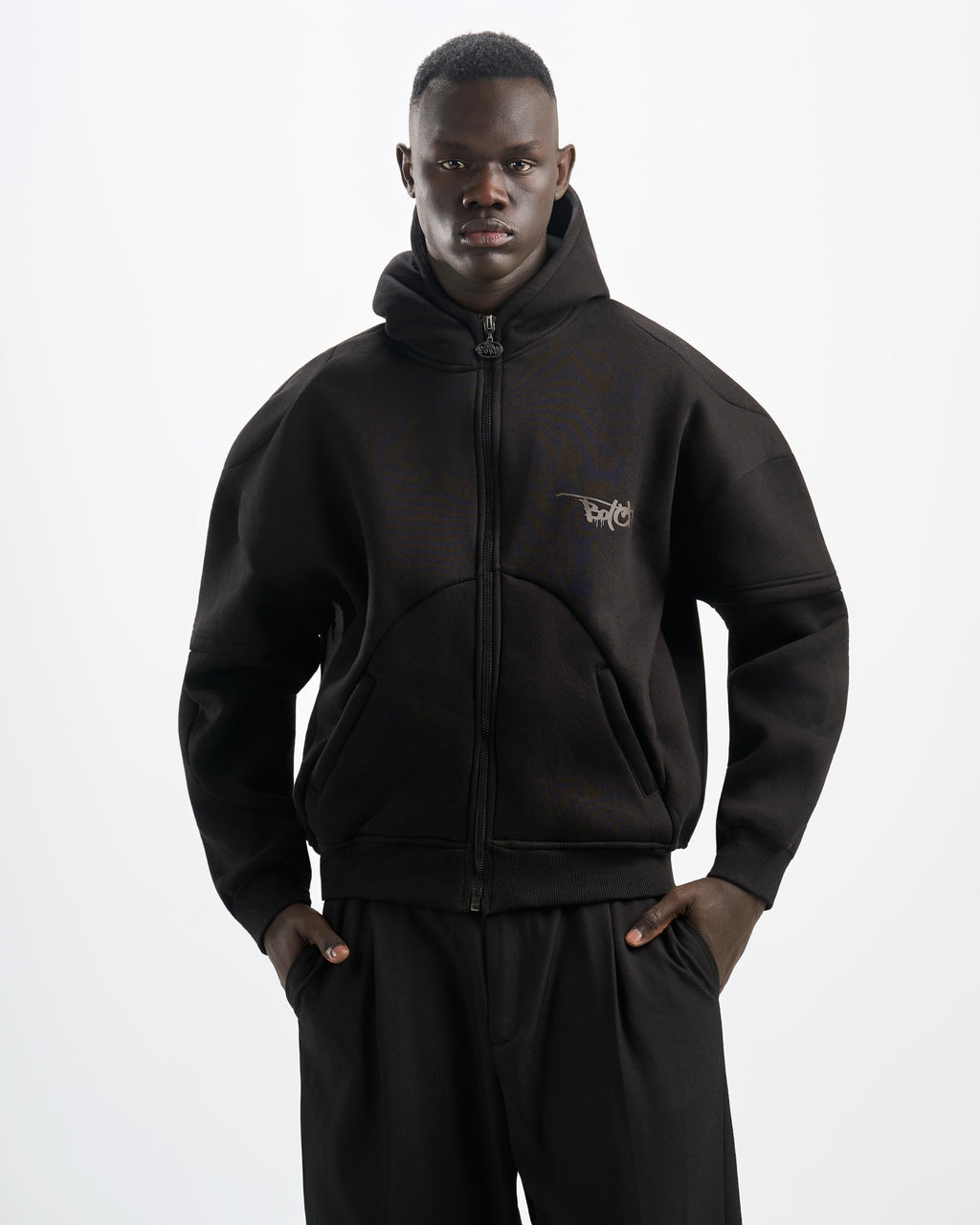 Botchi Heavy Melton Zip Hoodie Black